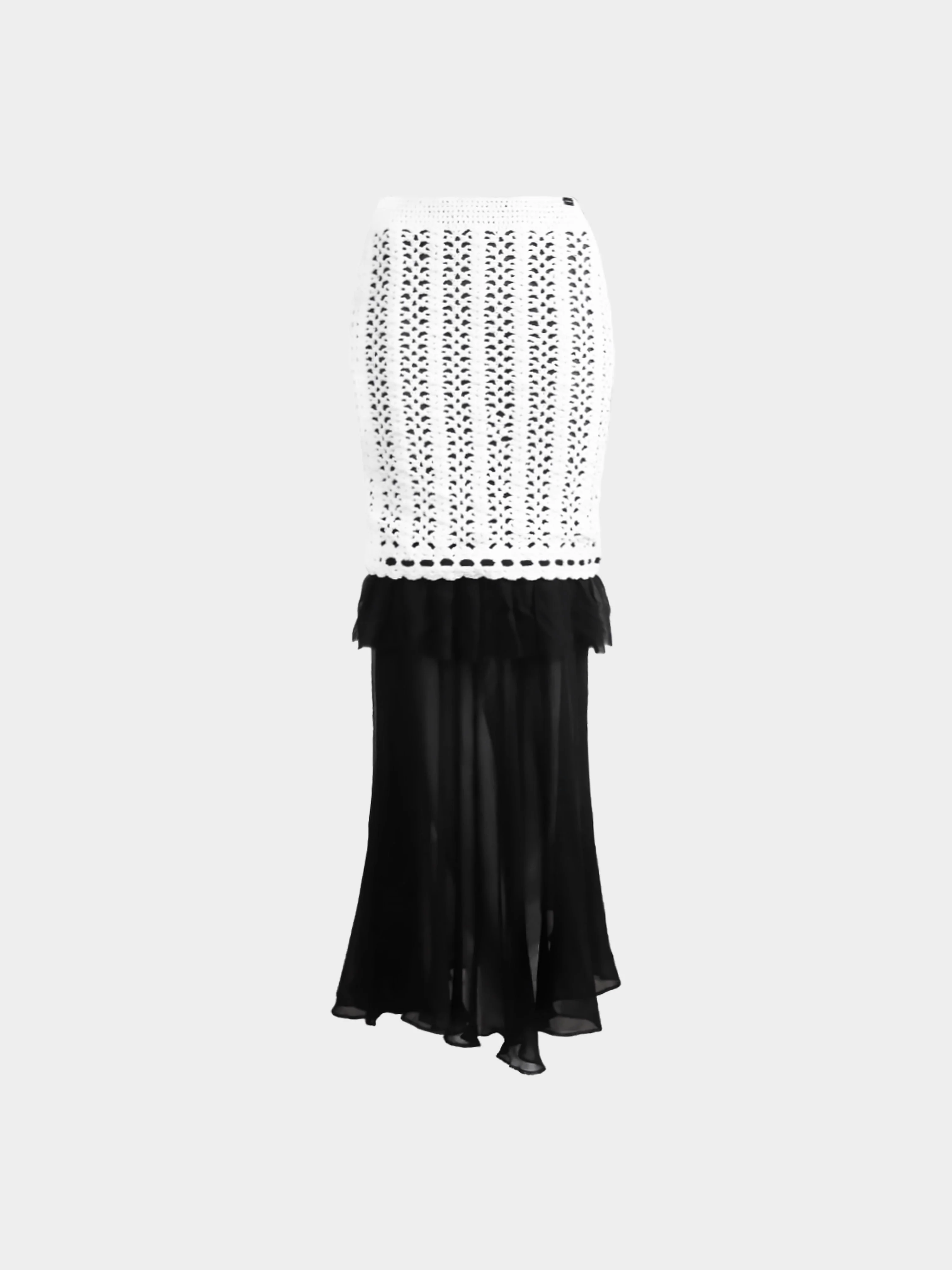 Chanel SS 2005 Black and White Sheer Silk and Knitted Set - Image 2