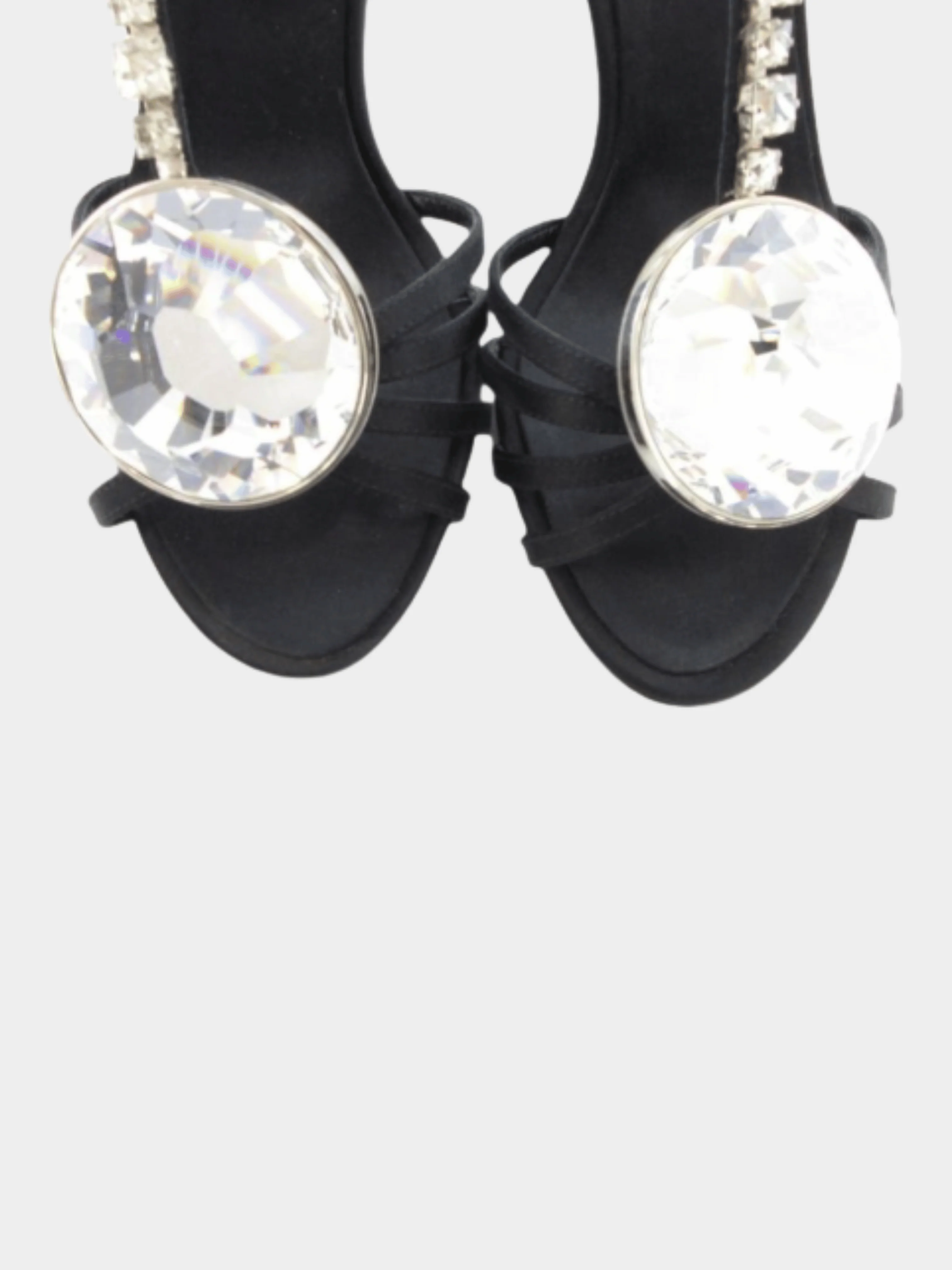 Chanel SS 2005 Black Satin Diamante Strappy Sandals - Image 2