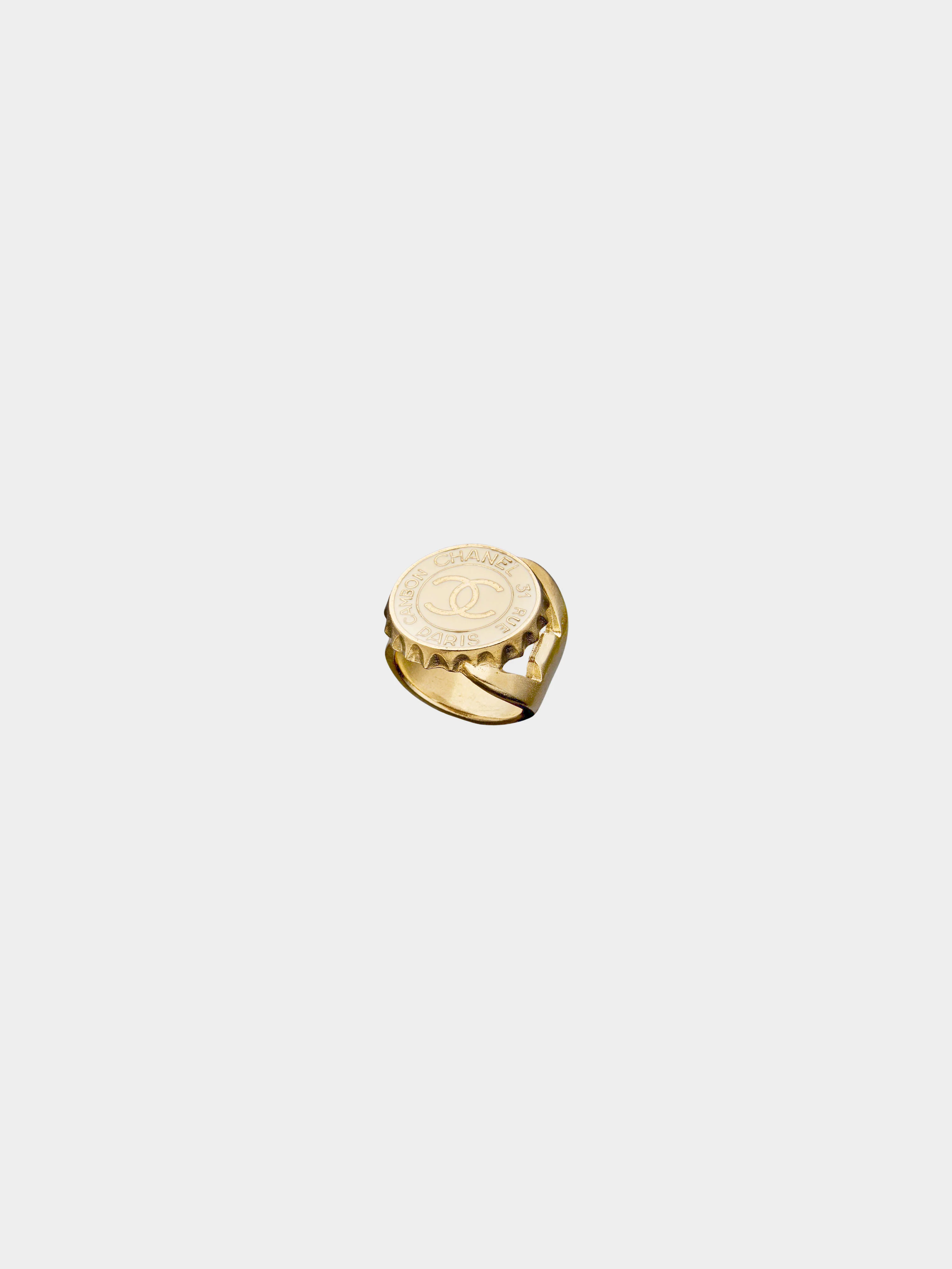 Chanel SS 2006 Matte Gold and Silver Bottle Cap CC Ring Set - Image 3