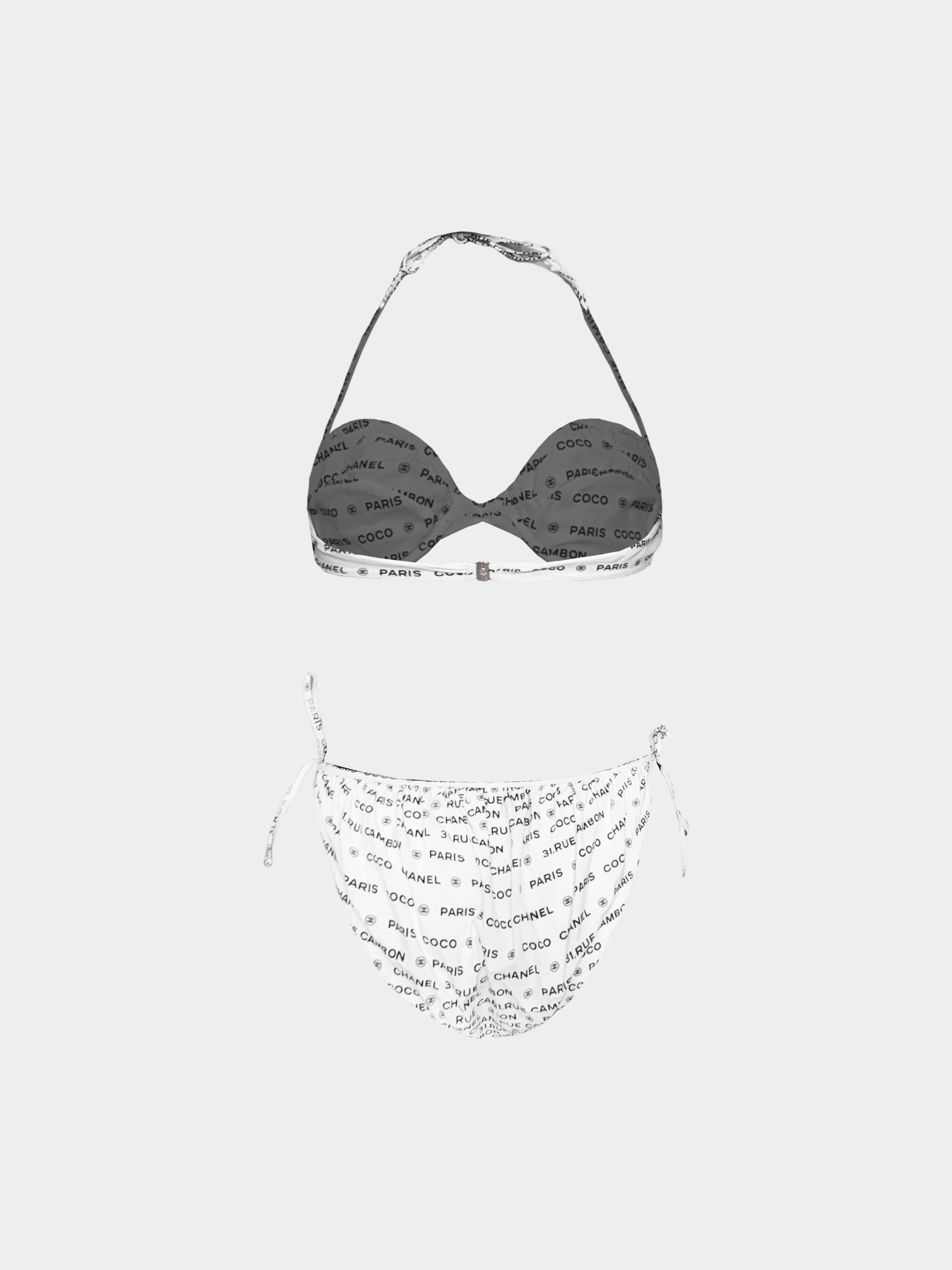 Chanel SS 2009 White and Black All-over Logo Print Two-Piece Swimsuit - Image 2
