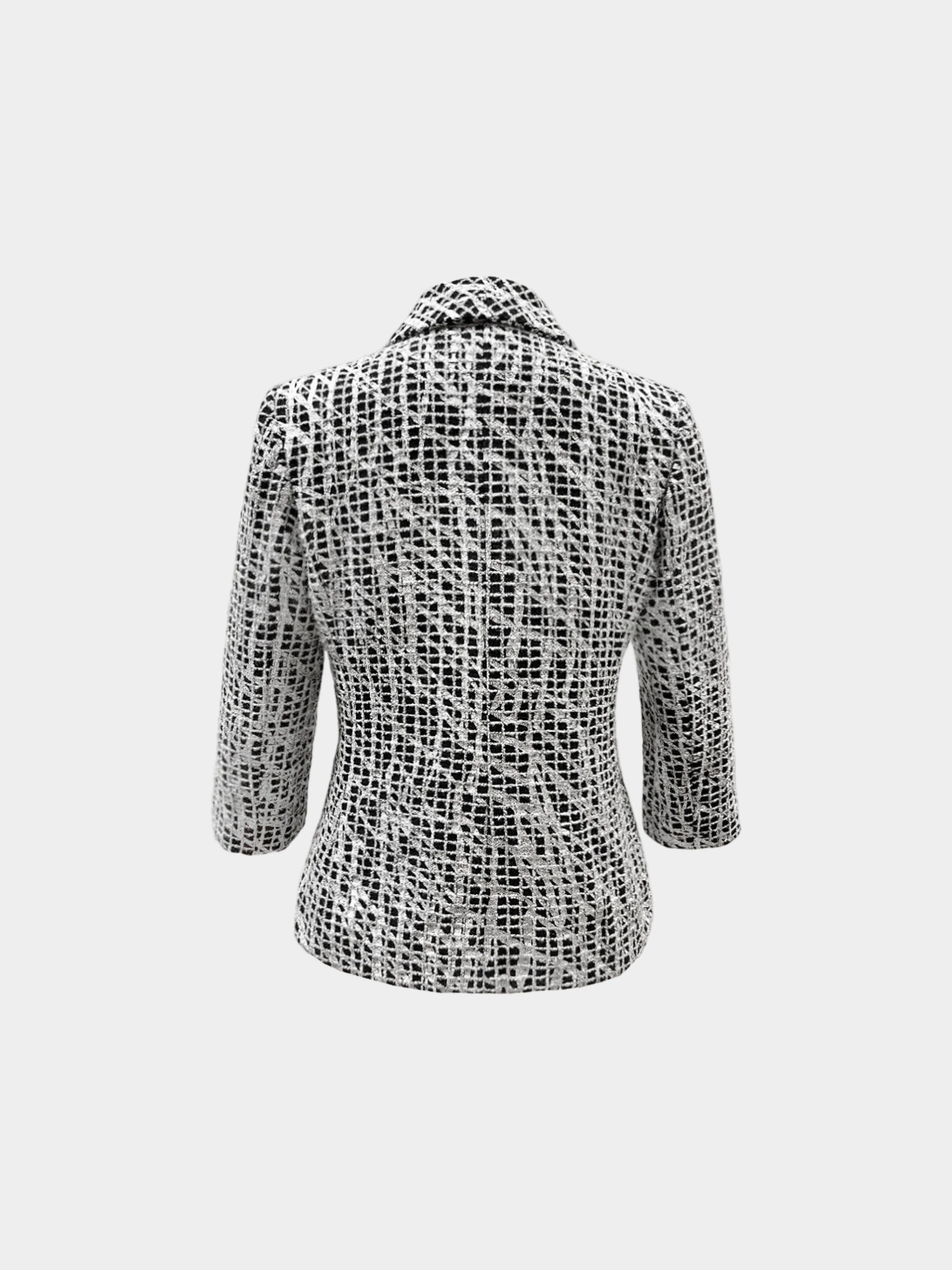 Chanel SS 2012 Silver and Black Tweed Jacket - Image 2