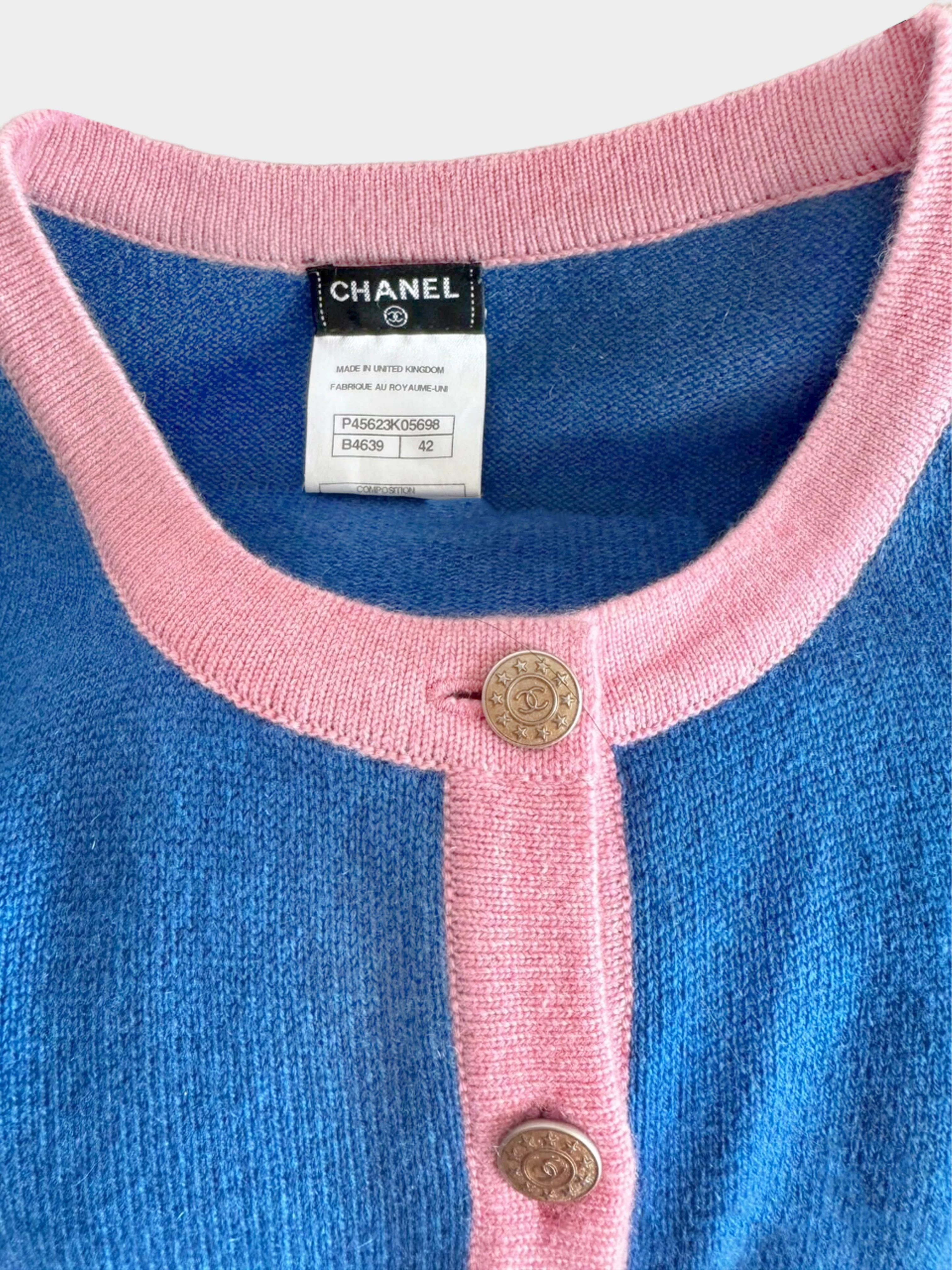 Chanel SS 2013 Bi-color Blue and Pink Cashmere Cardigan - Image 2