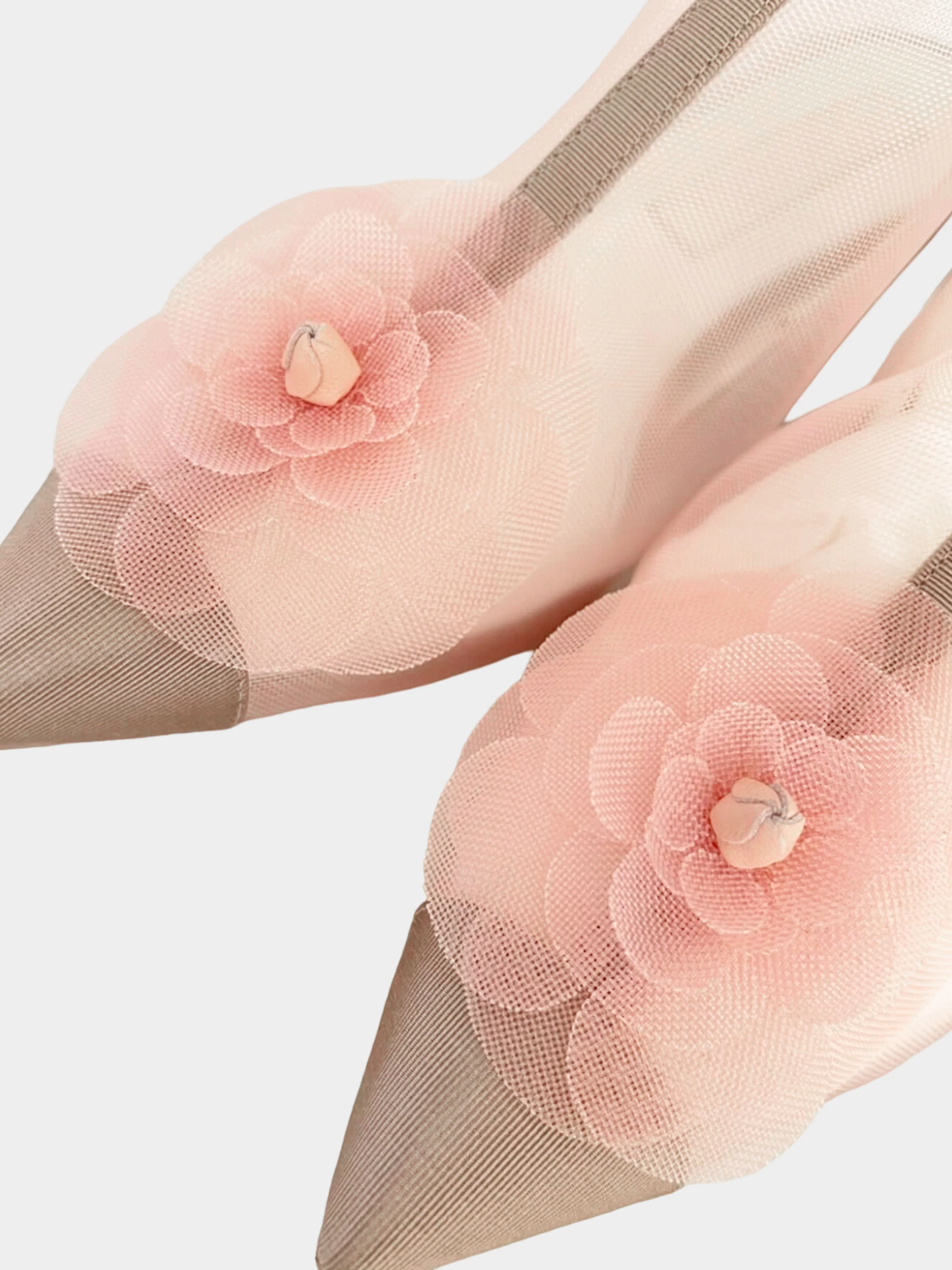 Chanel SS 2019 Pink Mesh and Grosgrain Camellia Short Booties - Image 4