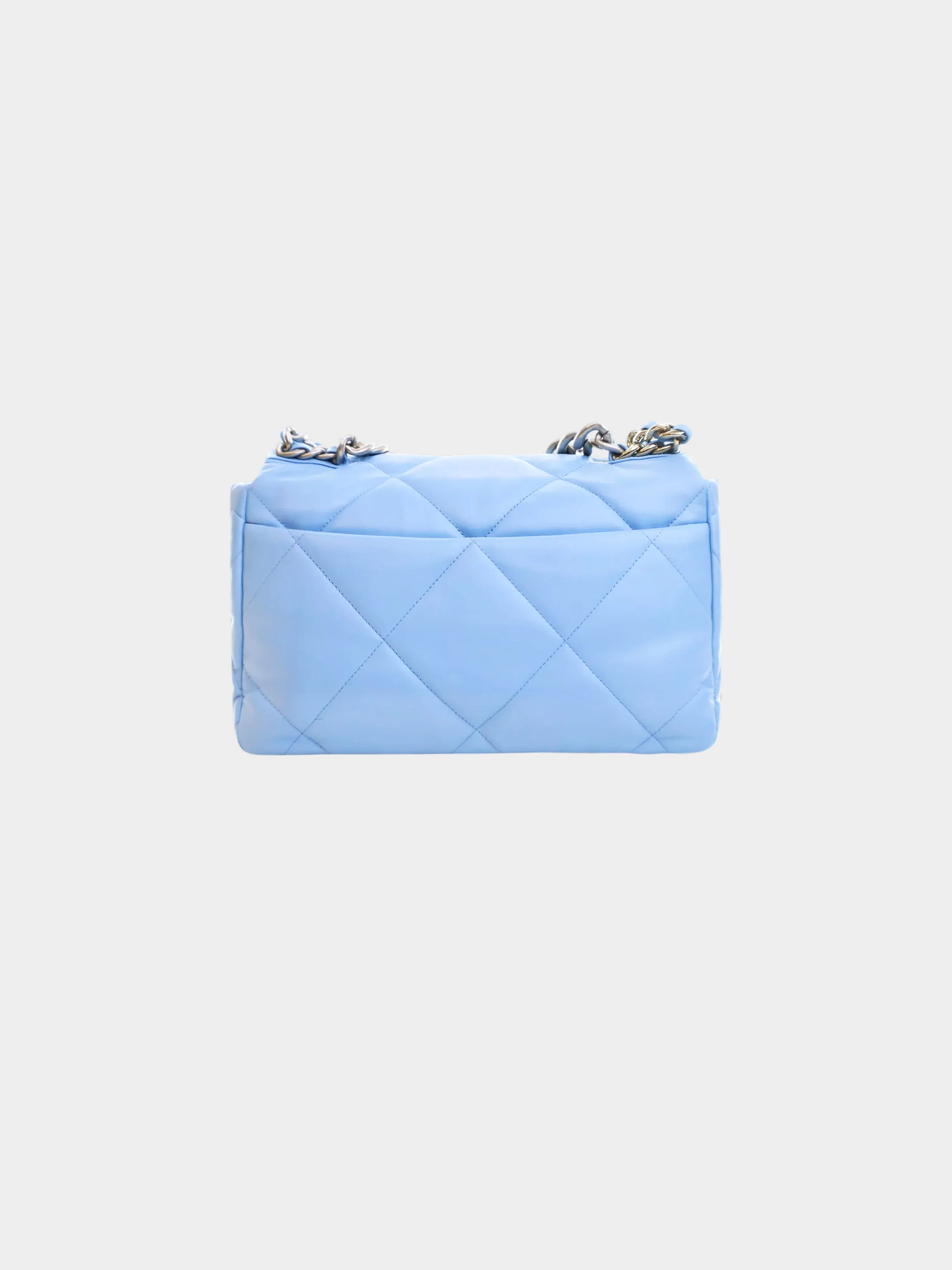 Chanel SS 2022 19' Blue Lambskin Quilted Large Flap Bag - Image 2