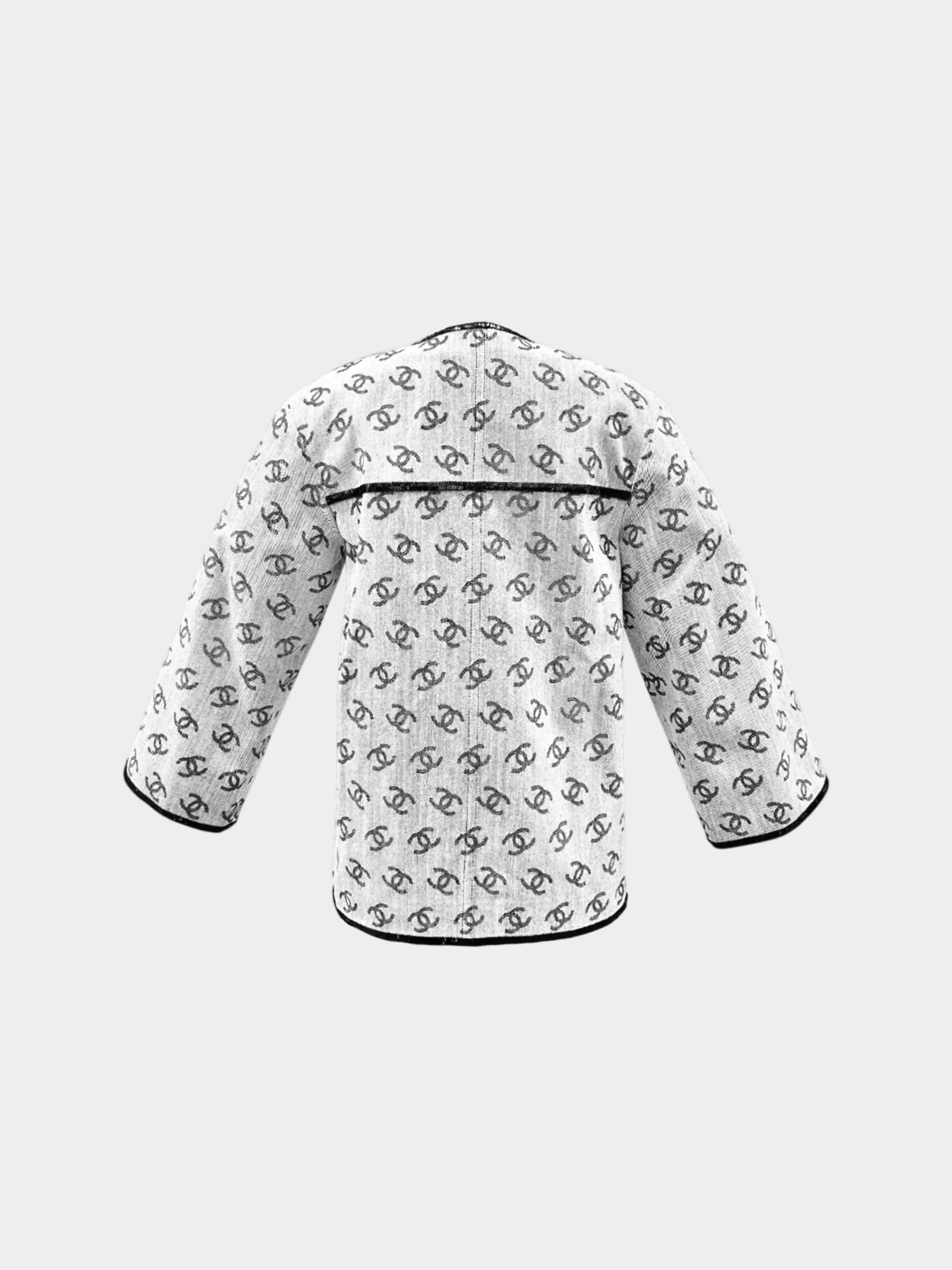Chanel SS 2022 Denim CC Logo Print Jacket with Sequin Trim - Image 2
