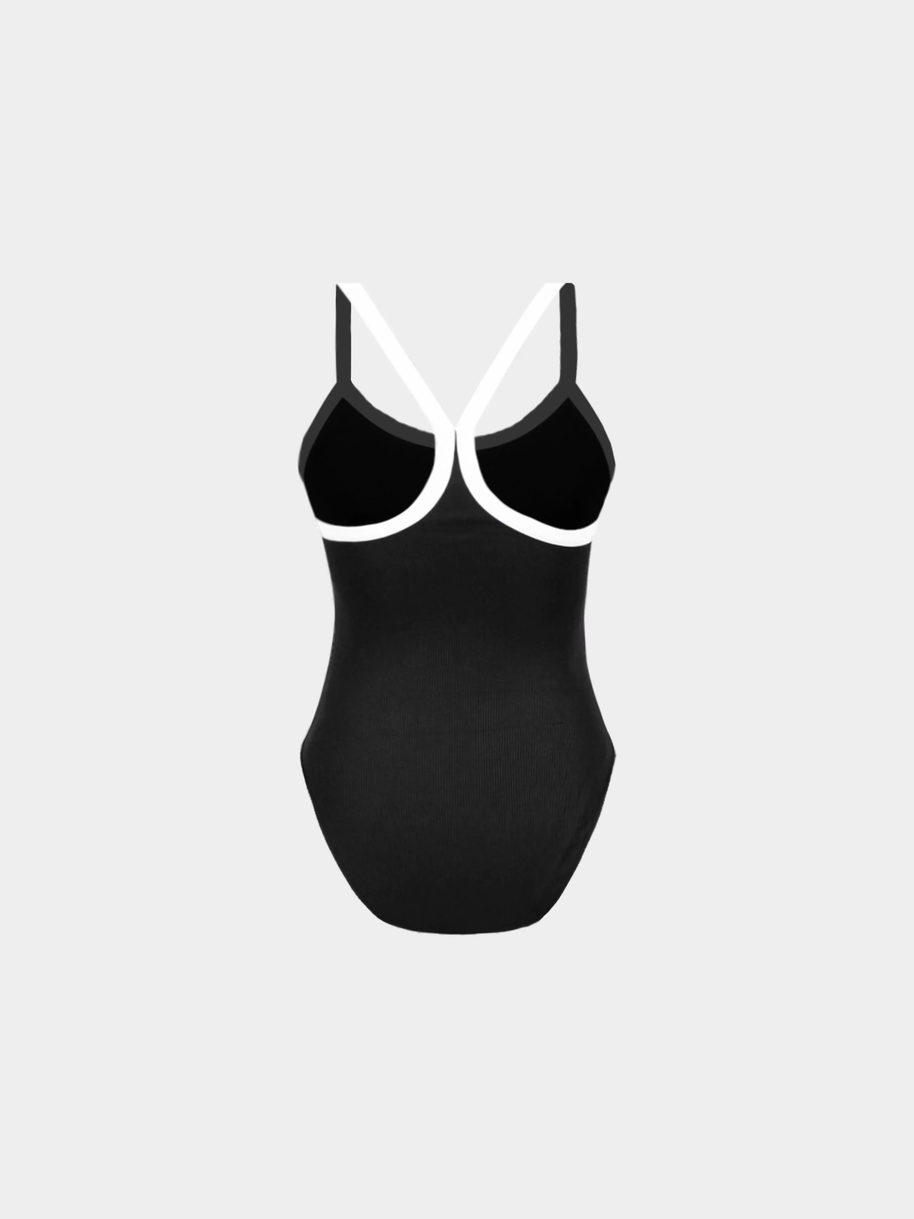 Chanel SS 2022 Runway Black and White CC Rhinestone One Piece Swimsuit - Image 2