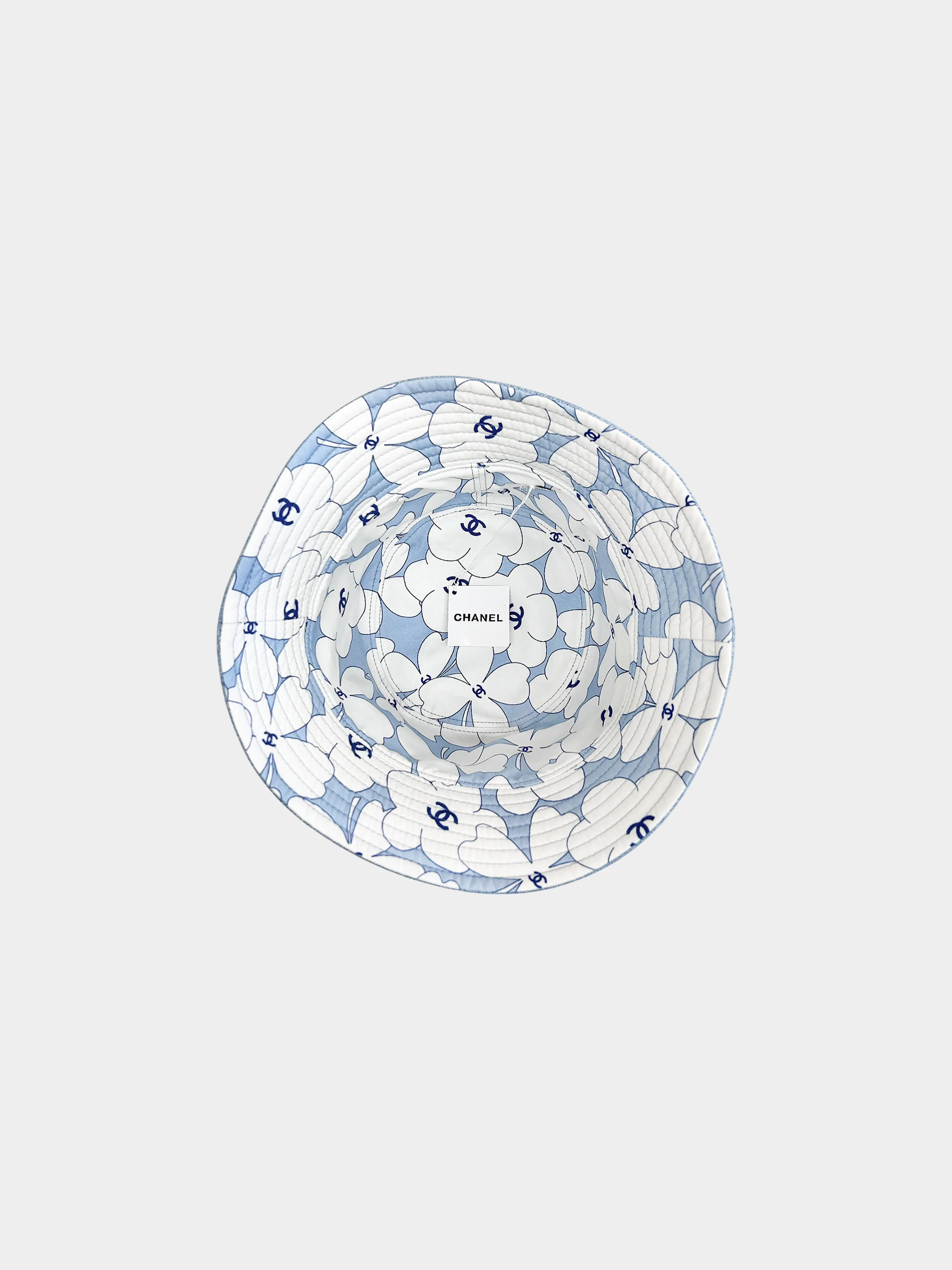 Chanel SS 2024 Denim with Sequin CC and Clover Print Reversible Bucket Hat - Image 2