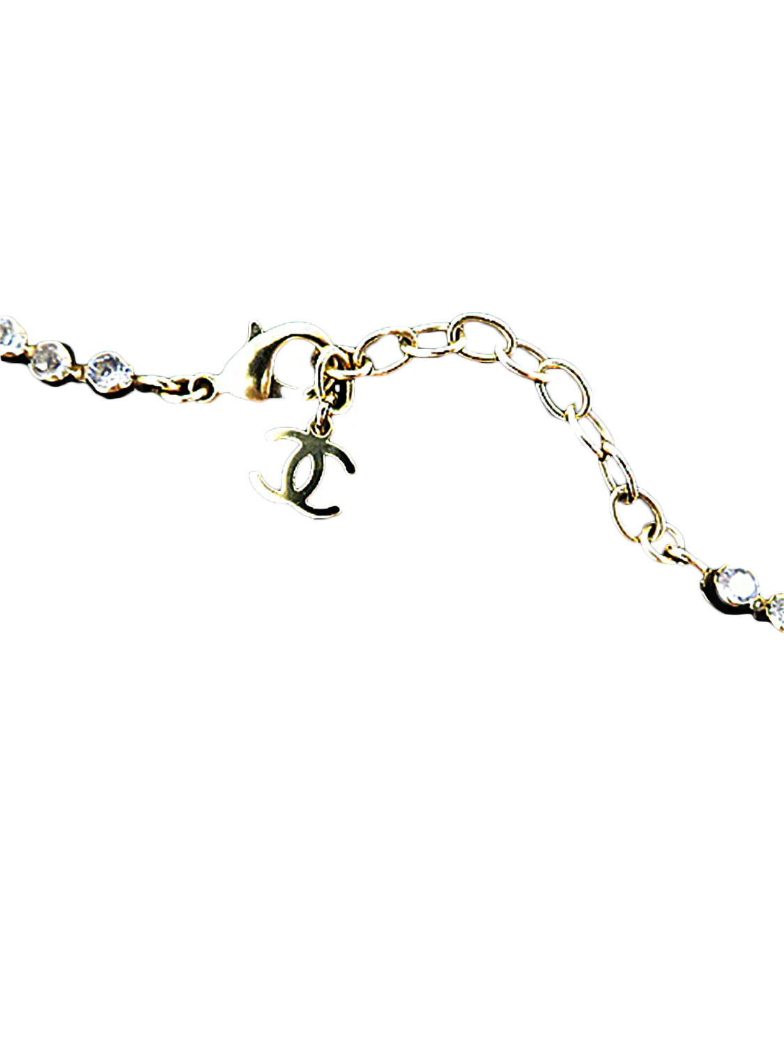 Chanel Triangular Rhinestone CC Charm Necklace - Image 3