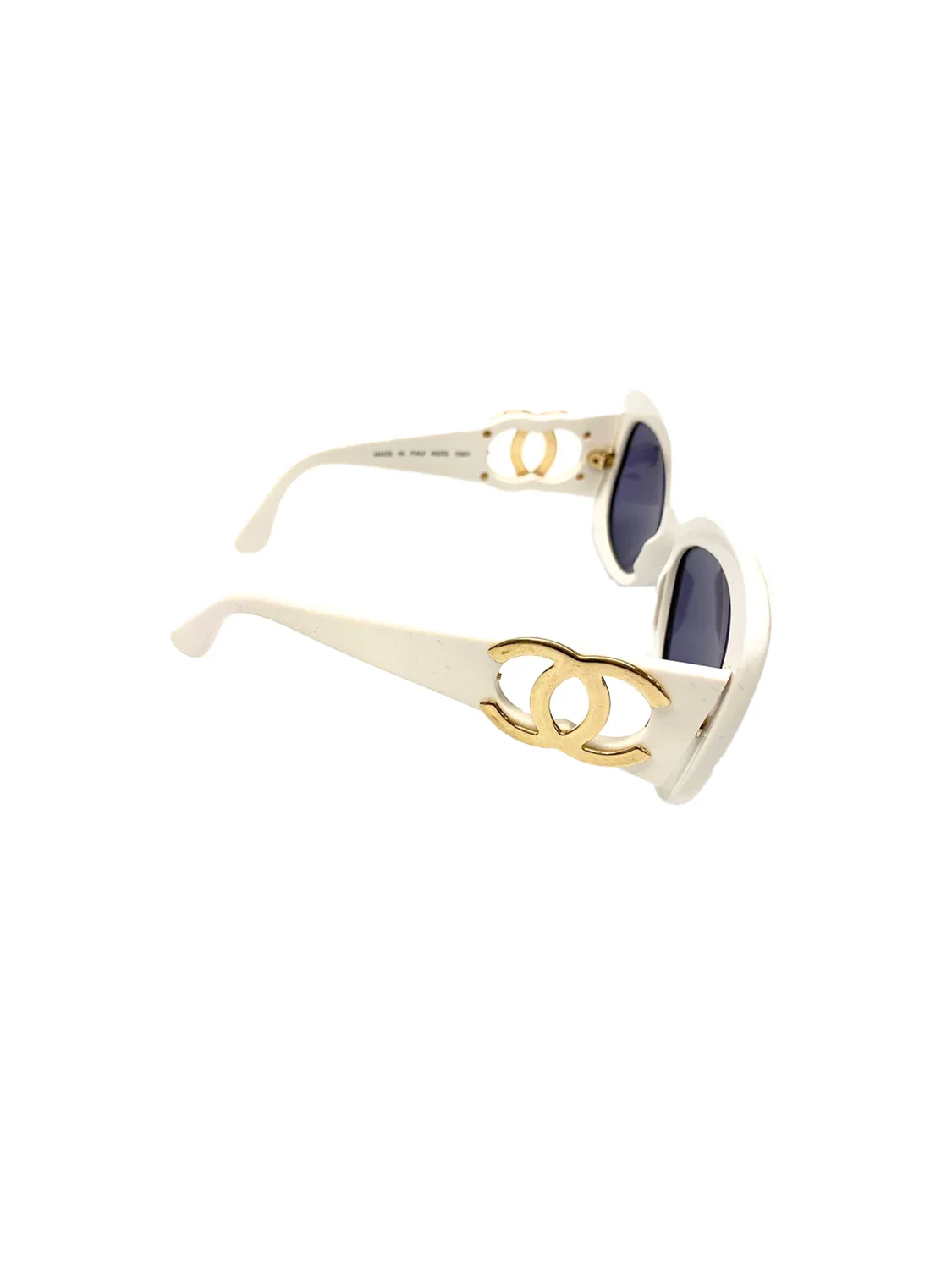 Chanel White CC Rectangular Cat Eye Sunglasses - Image 3