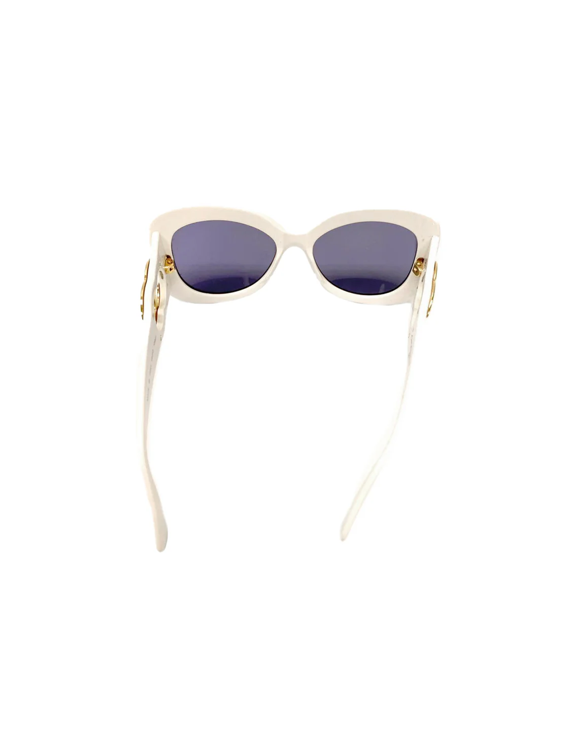 Chanel White CC Rectangular Cat Eye Sunglasses - Image 4