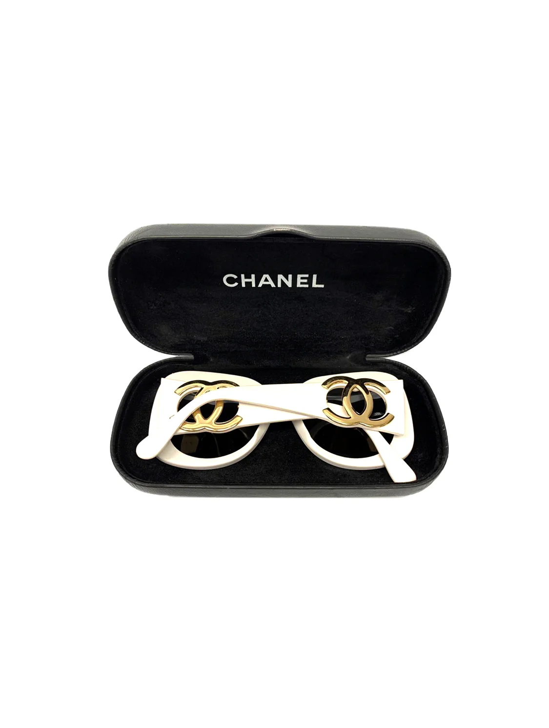 Chanel White CC Rectangular Cat Eye Sunglasses - Image 5