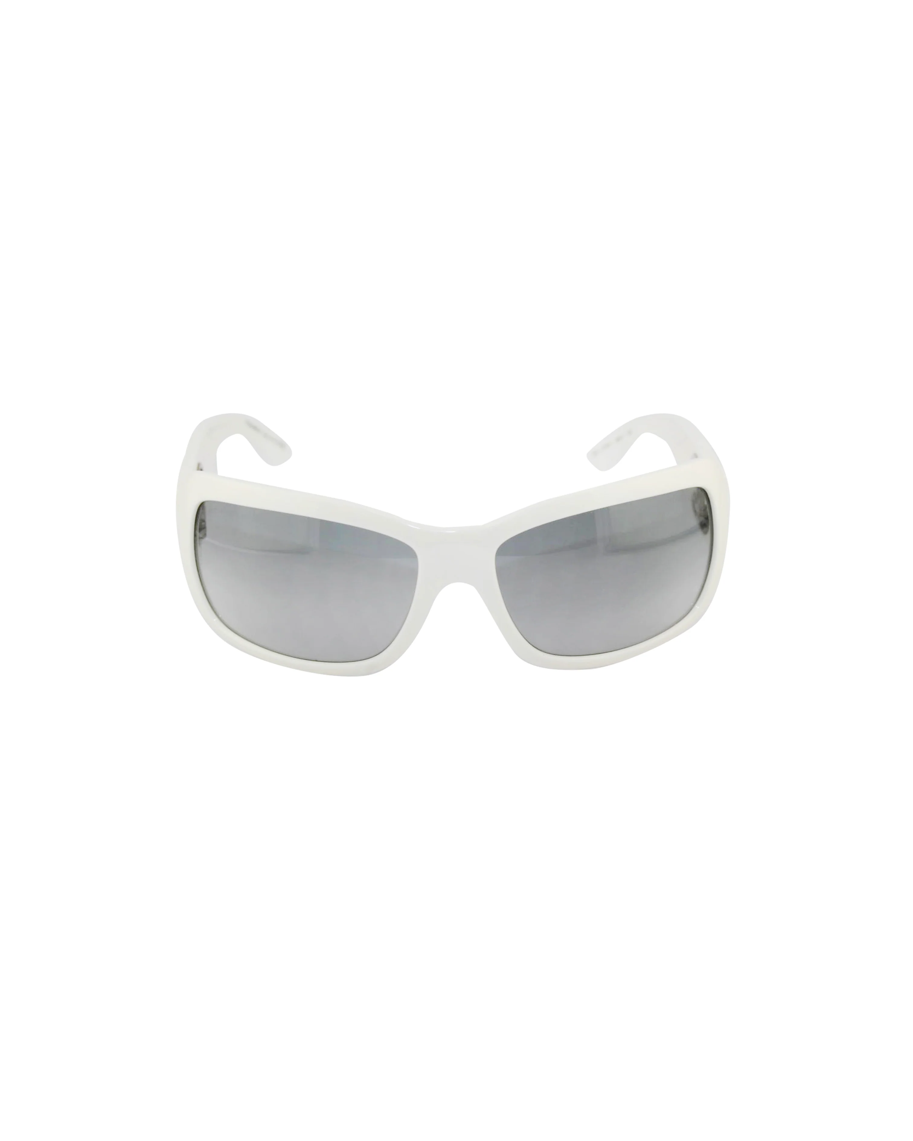 Chanel White Rectangular Silver Sunglasses