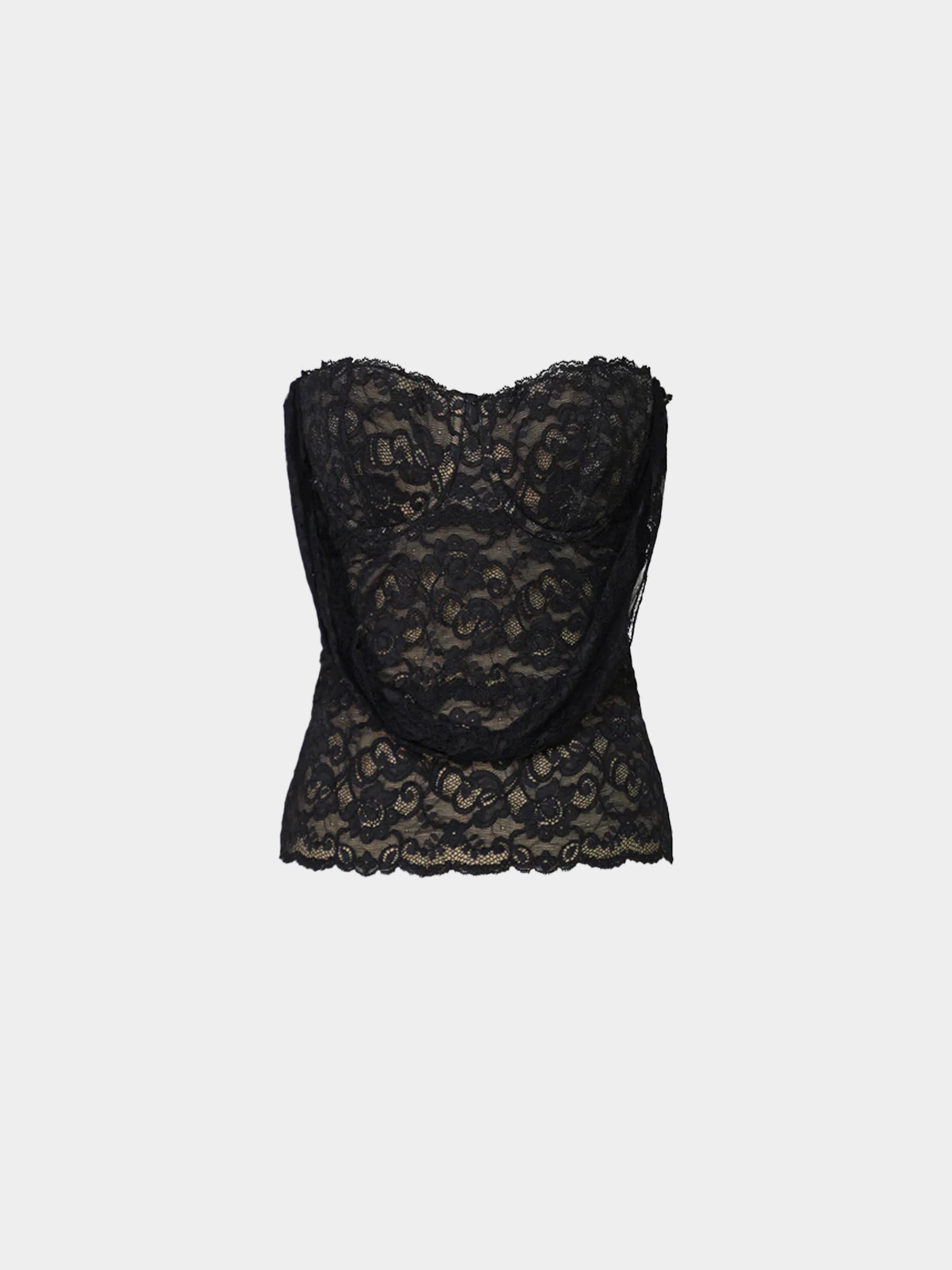Chantal Thomass 1990s Black Lace Nude-Effect Bustier