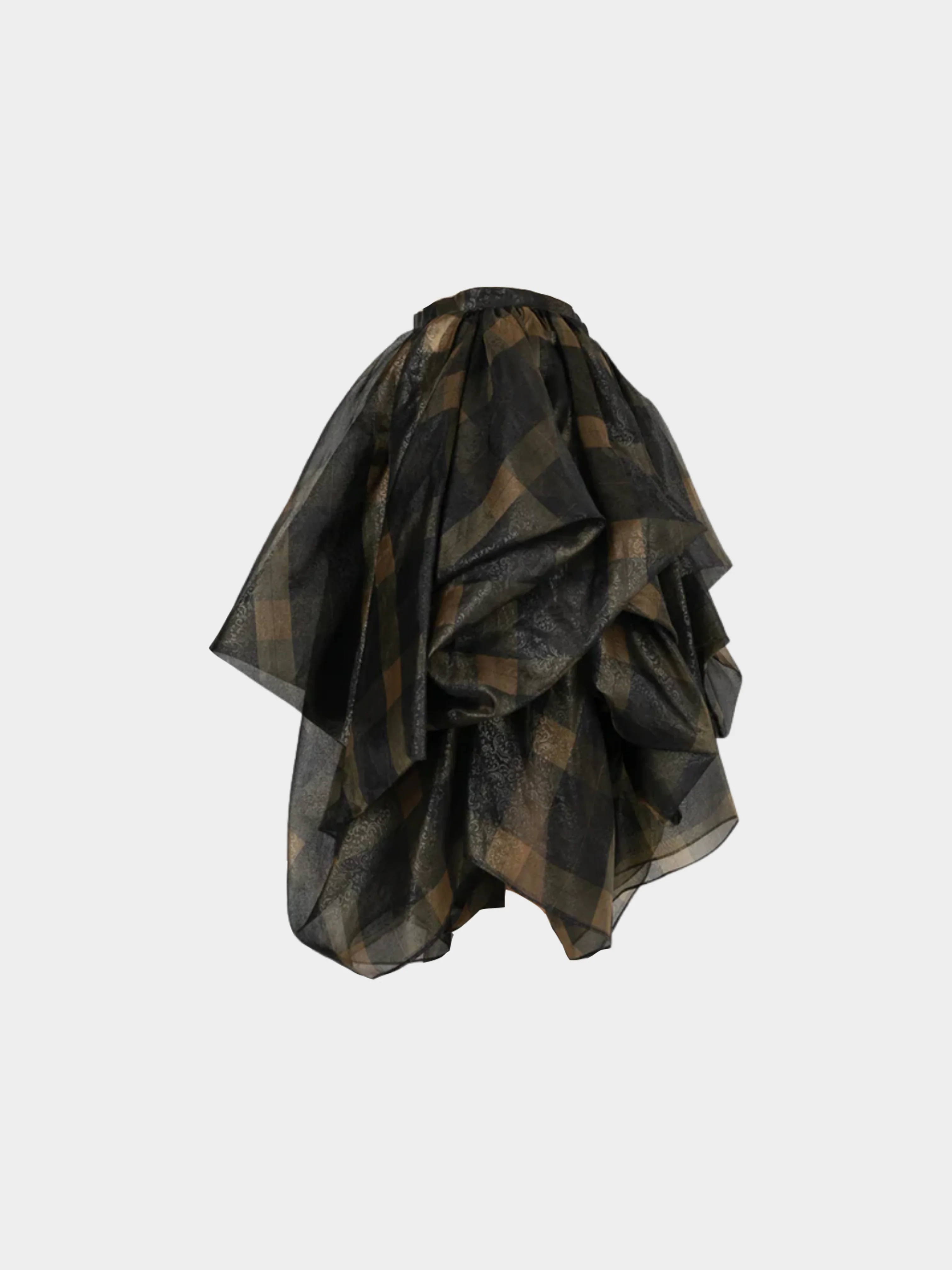 Chloé 1990s Black Plaid Organza Skirt - Image 3