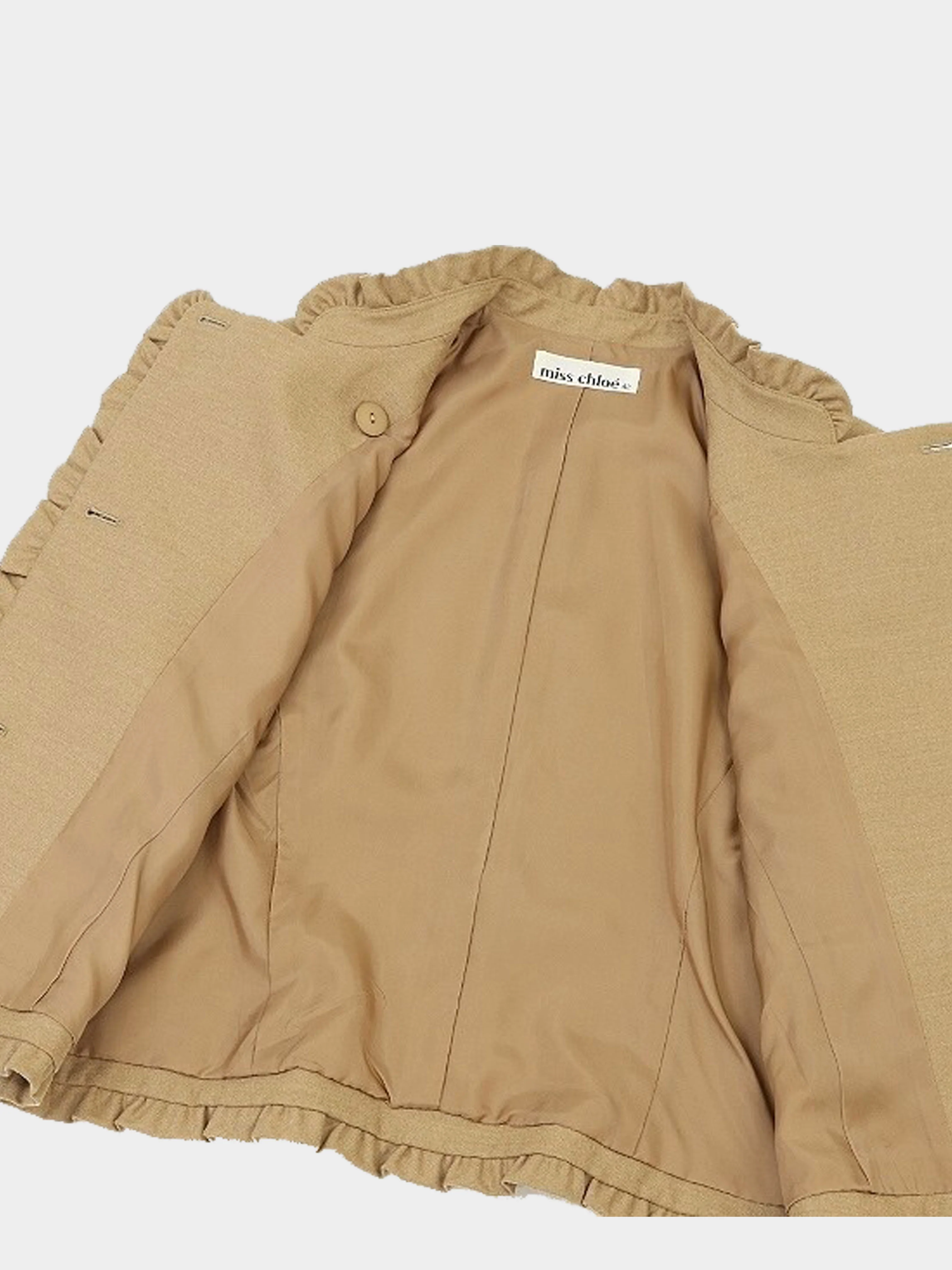 Chloé 1990s Brown Wool Jacket with Ruffled Details - Image 4