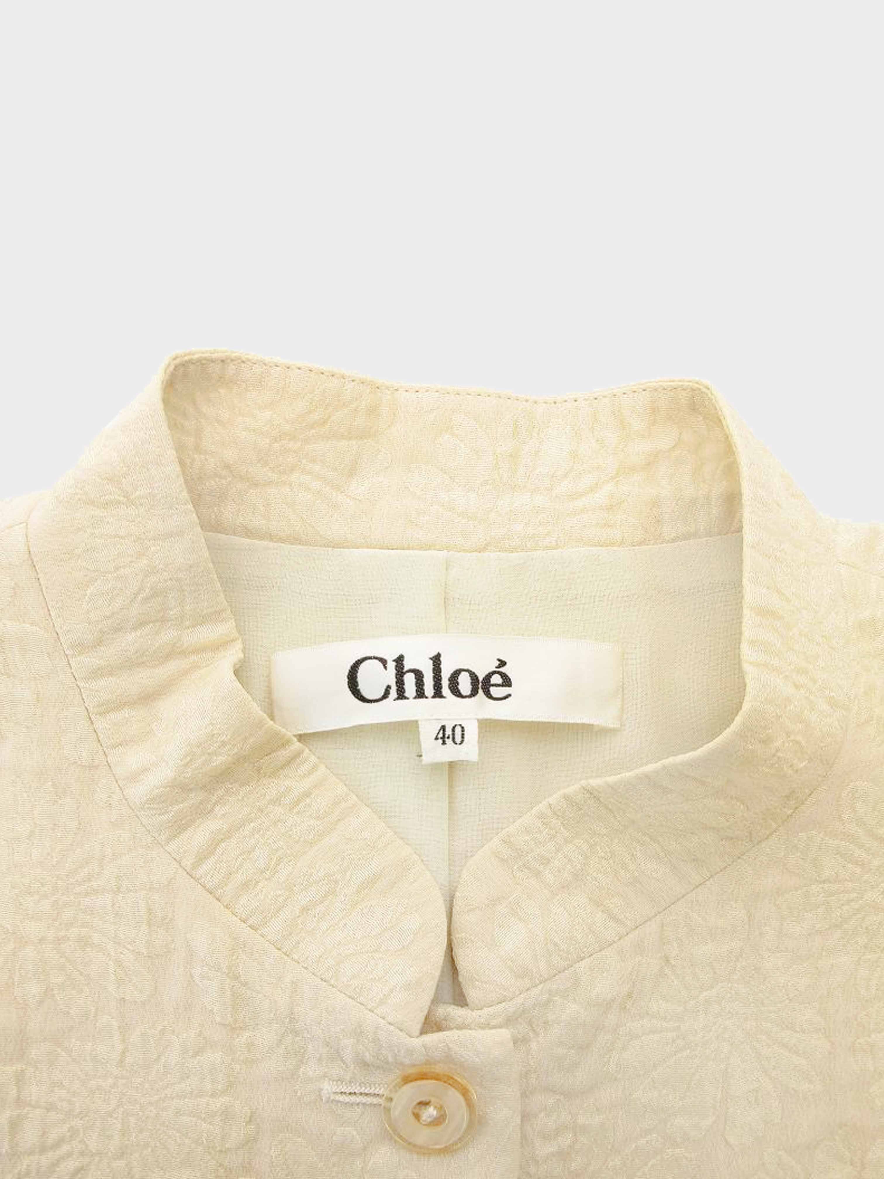 Chloé 2000s Beige Floral Silk Blend Jacquard Jacket - Image 6