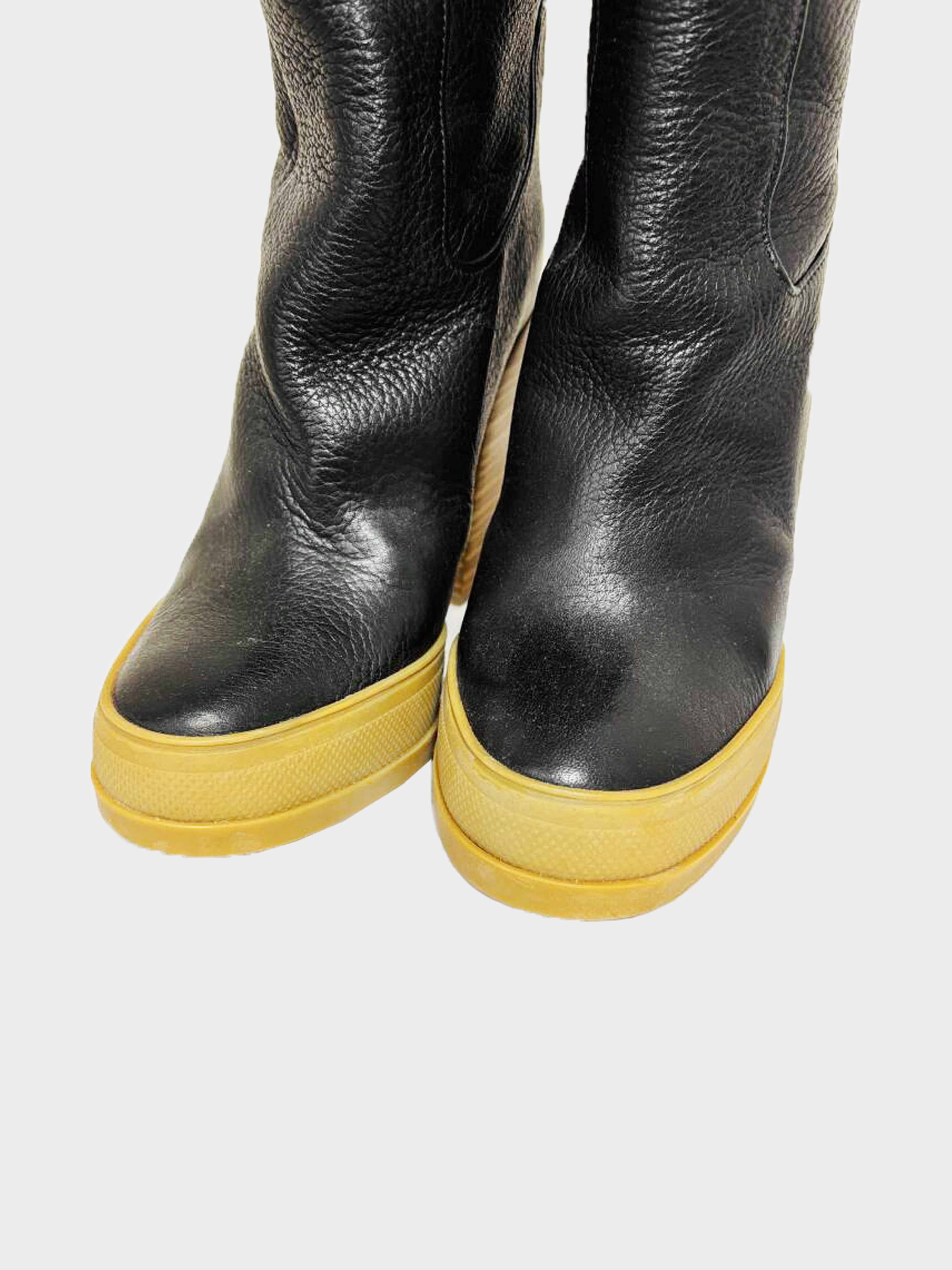 Chloé 2010s Black Pebbled Leather Long Boots - Image 3