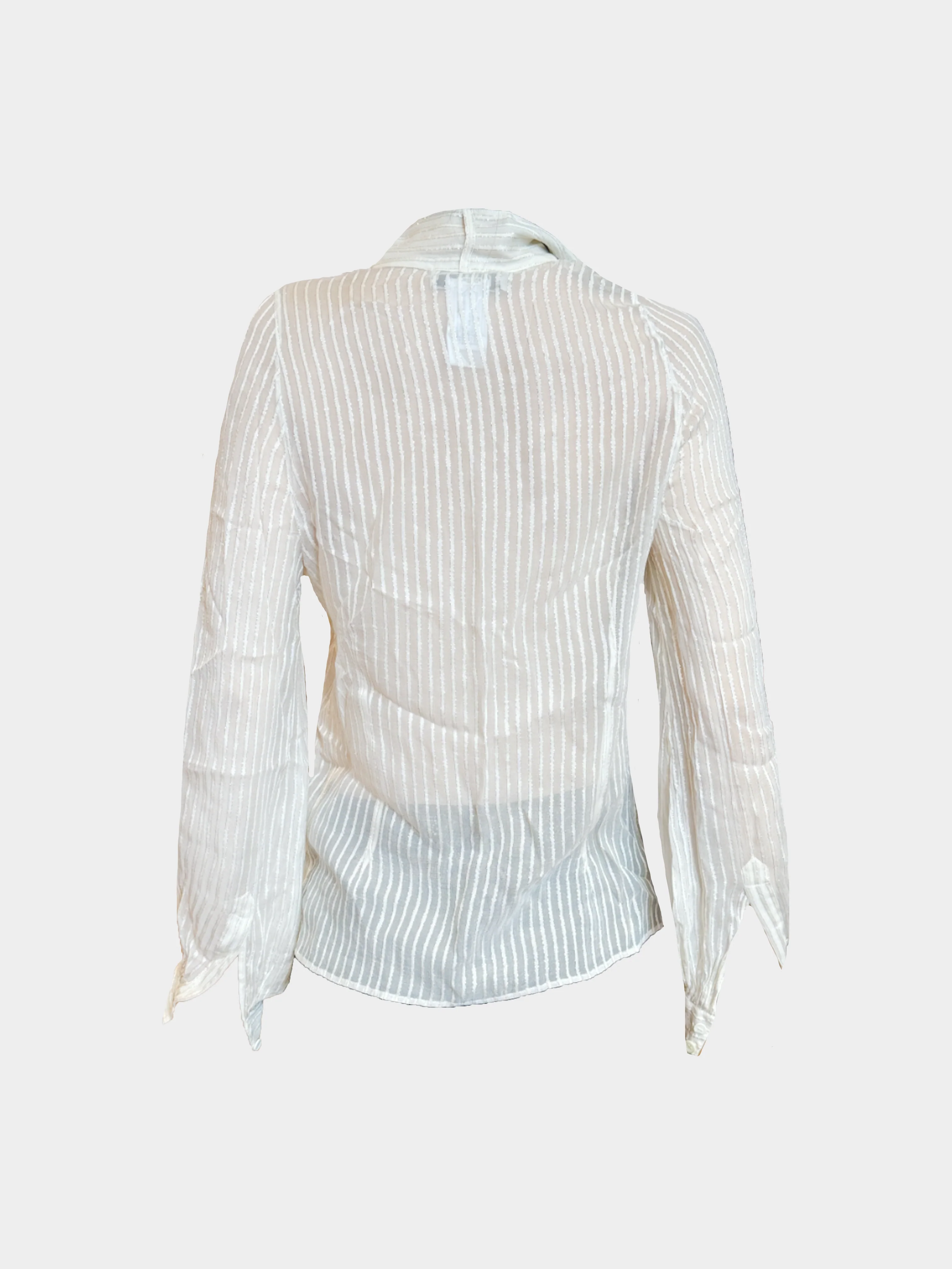 Chloe 2000s Creamy Beige Pinstripe Button Down Top - Image 2
