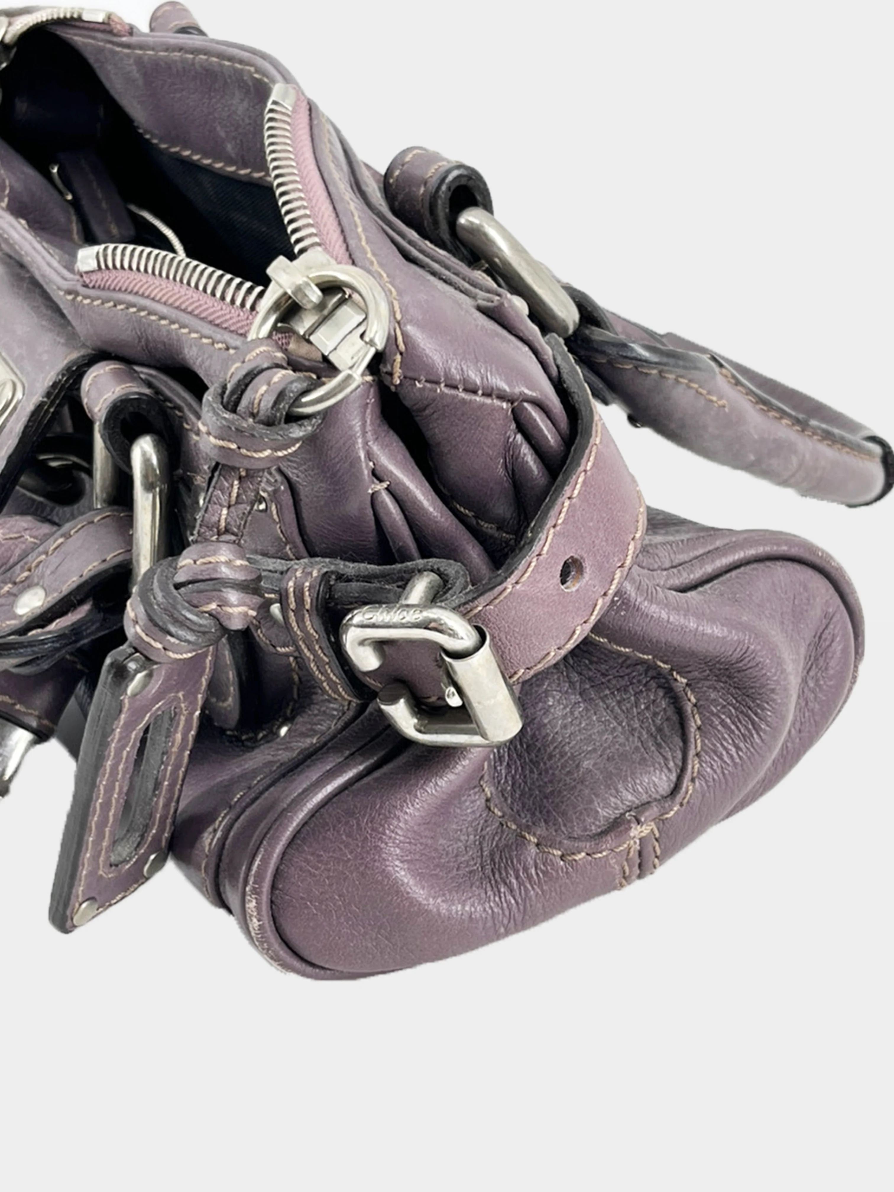 Chloe 2000s Purple Leather Paddington Bag - Image 4
