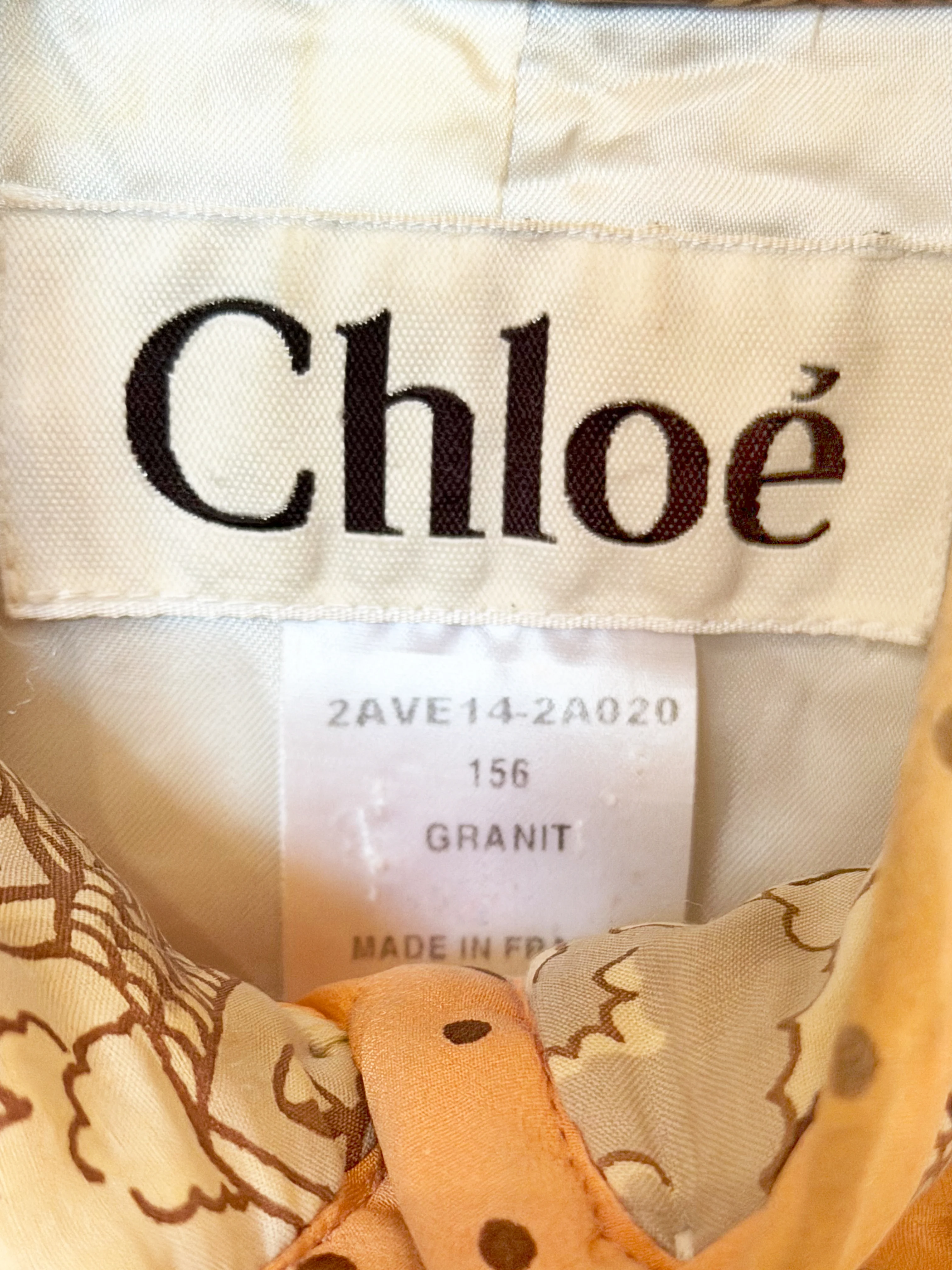 Chloé 2002 Orange All-over Village and Polka Dot Print Asymmetrical Jacket - Image 3