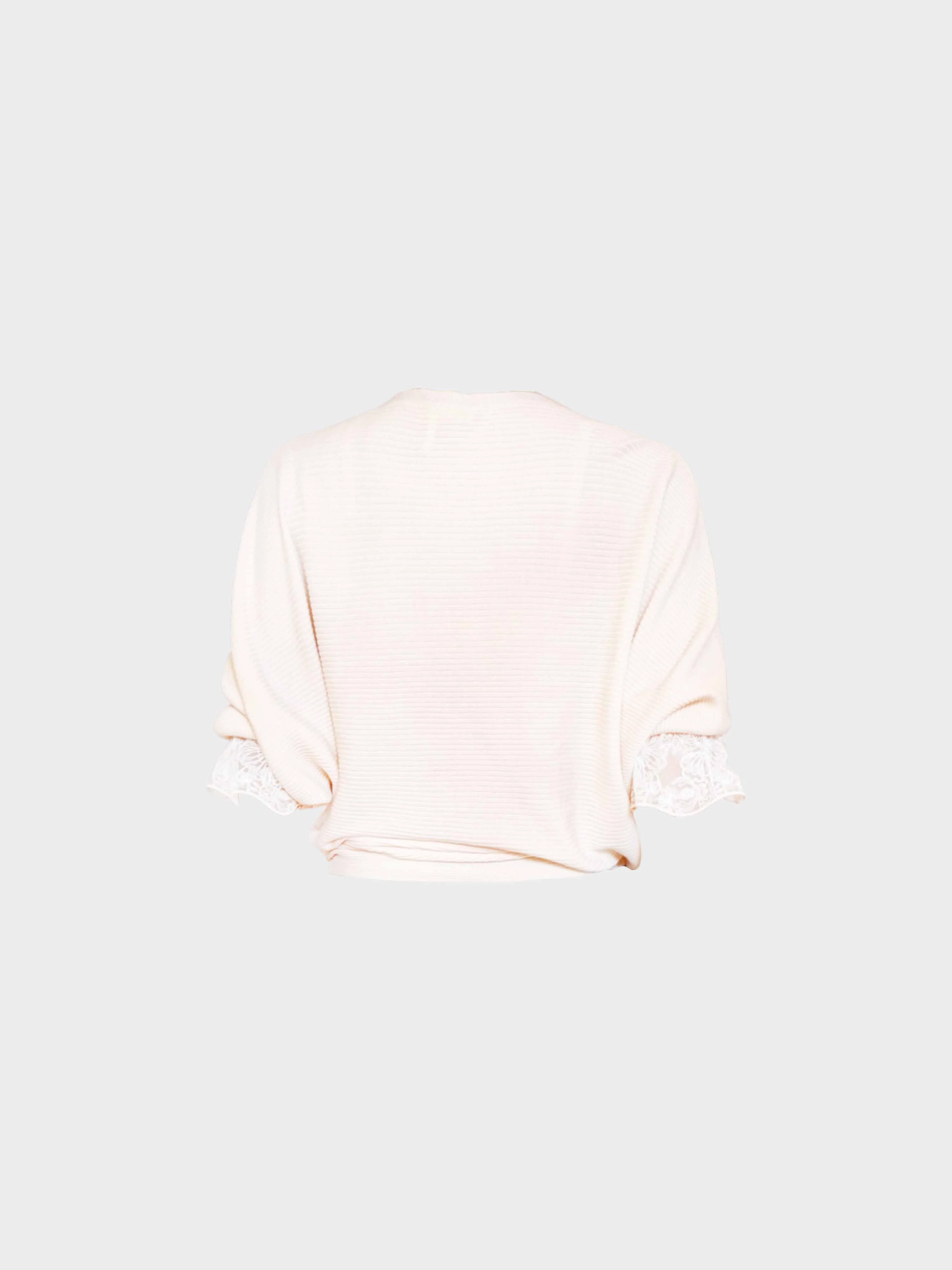 Chloe 2010s Beige Wool and Lace Trim Boatneck Sweater - Image 2