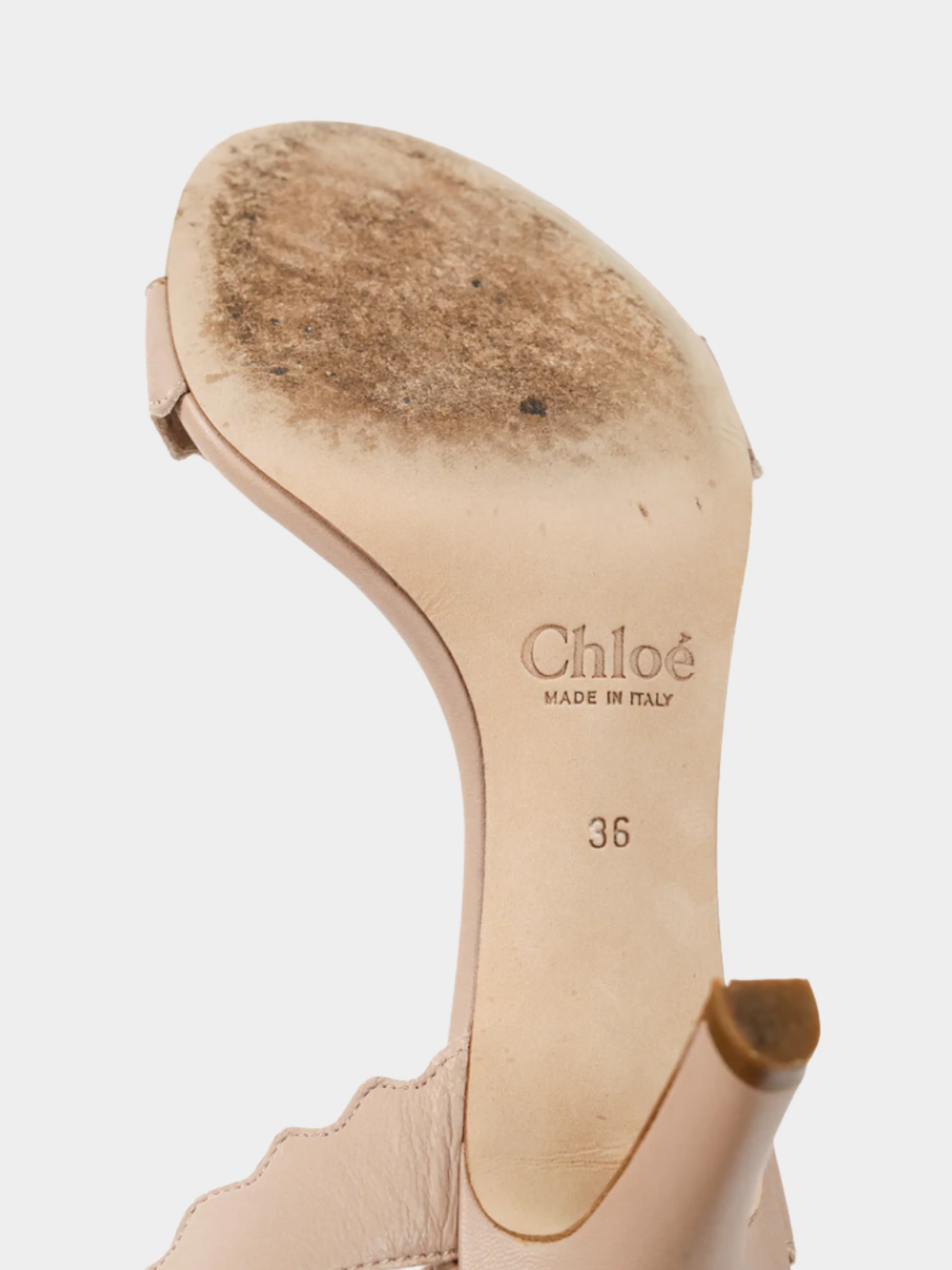 ChloƩ 2010s Lauren Light Pastel Nappa Leather Scalloped Sandals - Image 5