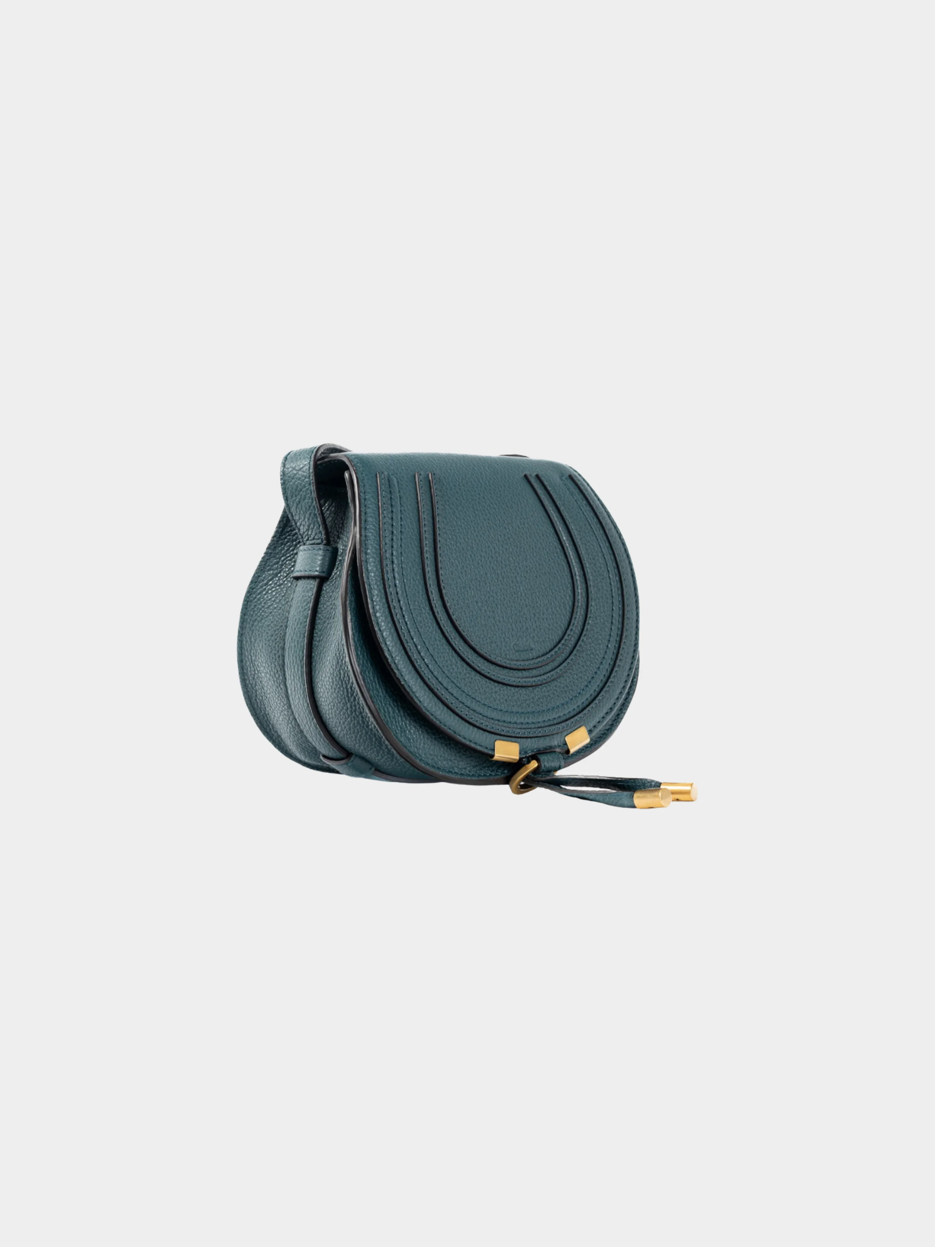 Chloe 2010s Marcie Small Steel Blue Grained Leather Crossbody - Image 2