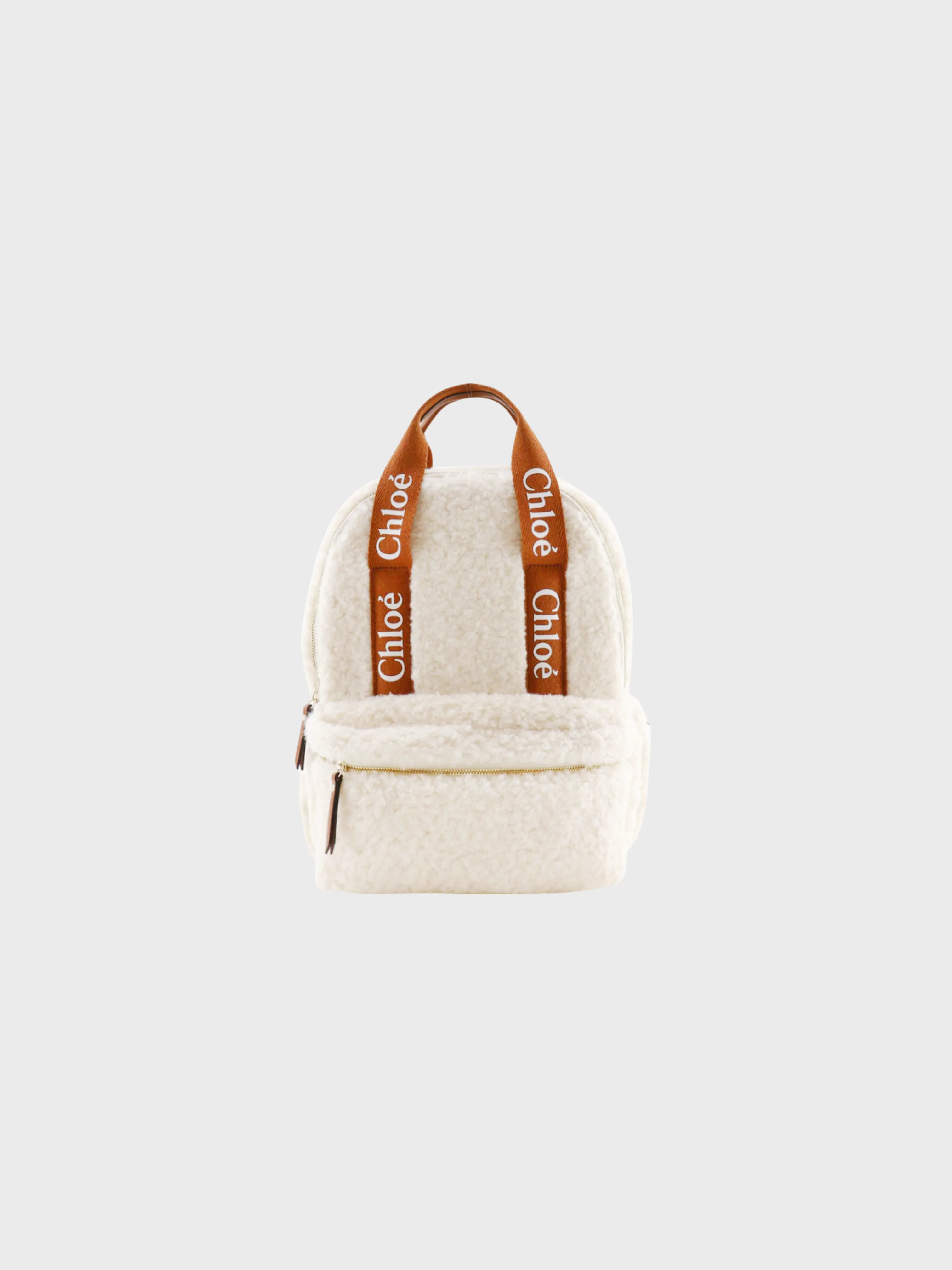 Chloé 2020s Off White Cotton Logo Boa Backpack