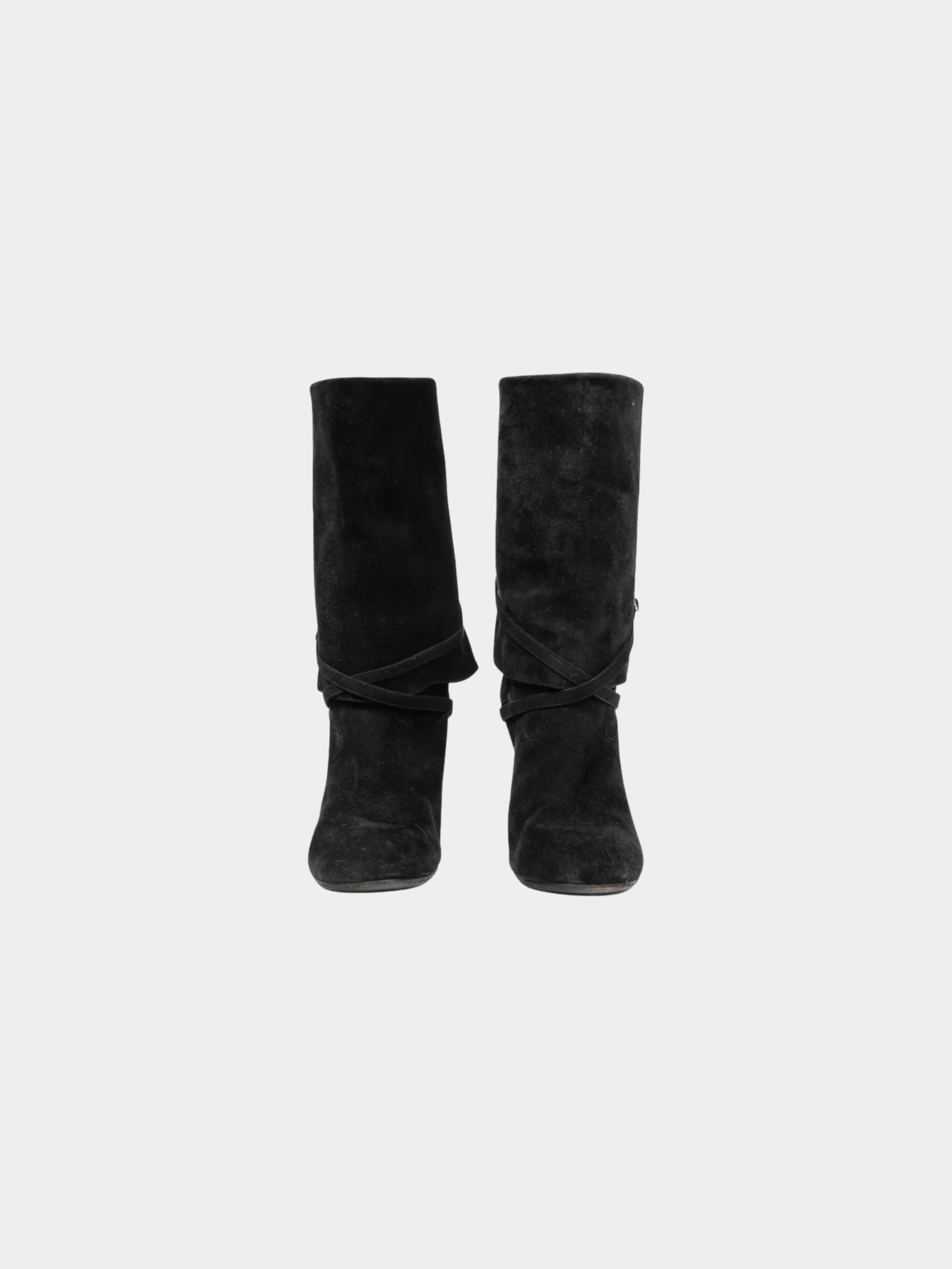 Chloé AW 2007 Black Suede Foldover Short Boots - Image 2