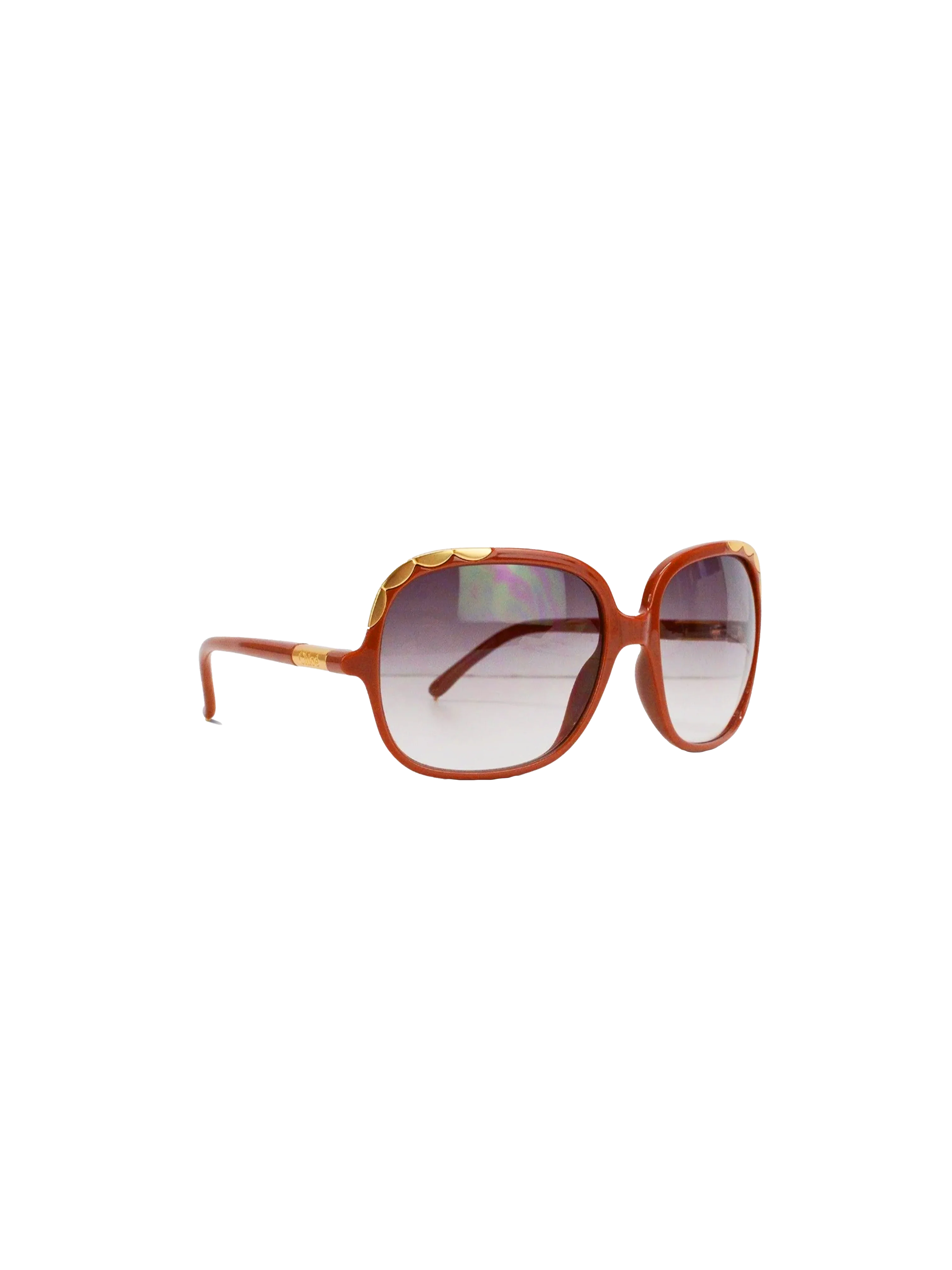 Chloé 2010s Blush and Gold Scalloped Sunglasses