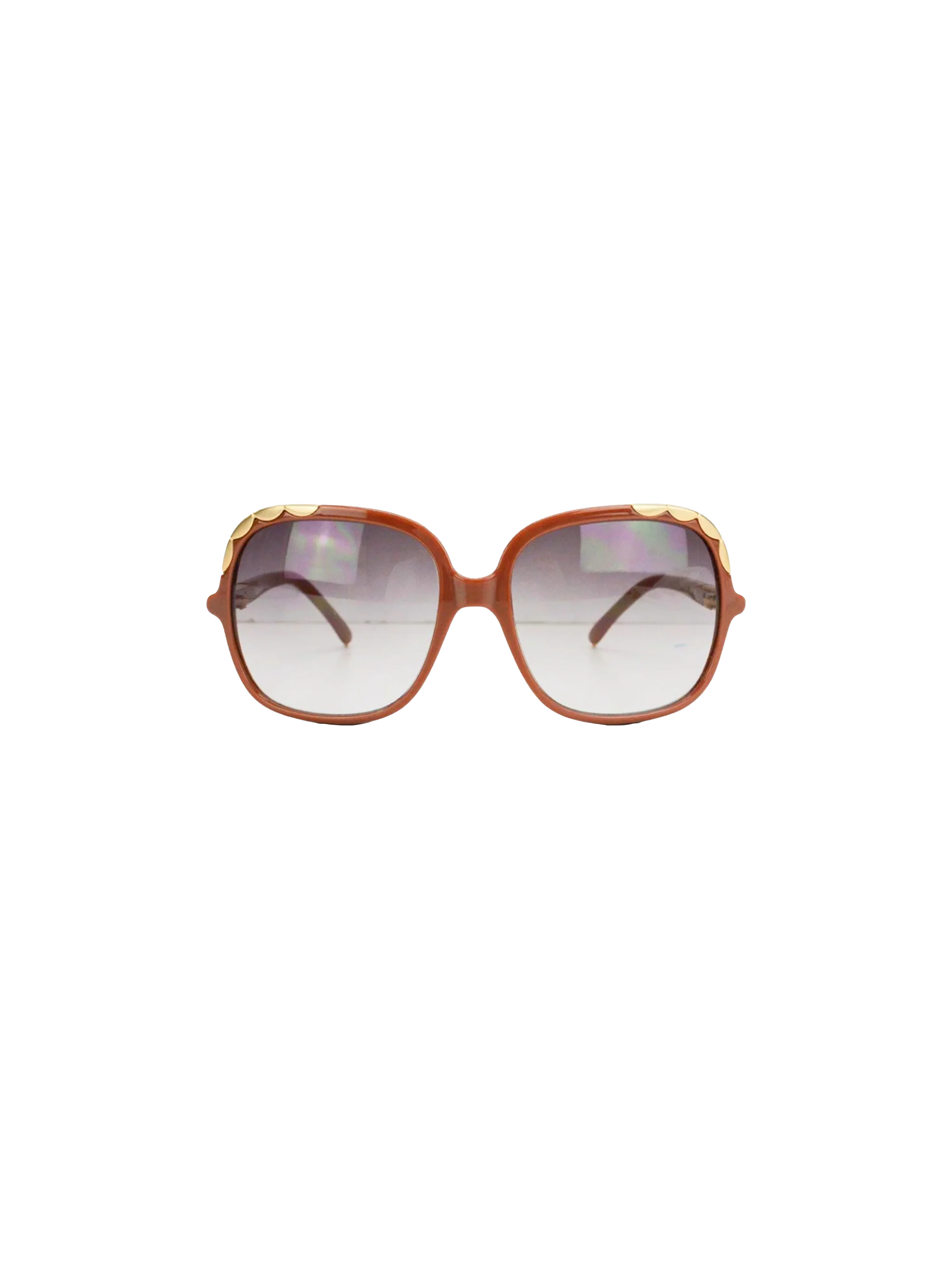 Chloé 2010s Blush and Gold Scalloped Sunglasses - Image 2