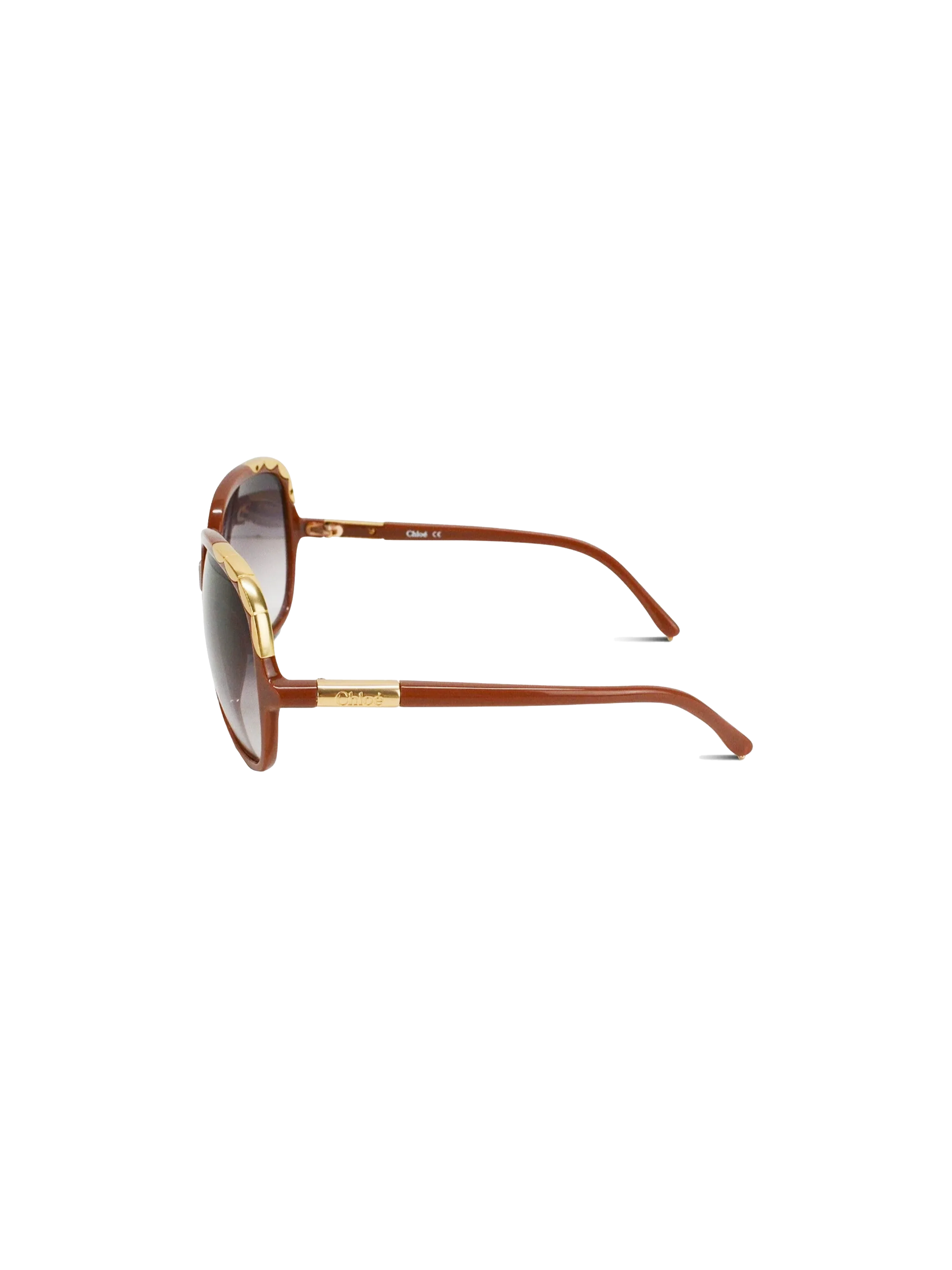 Chloé 2010s Blush and Gold Scalloped Sunglasses - Image 3