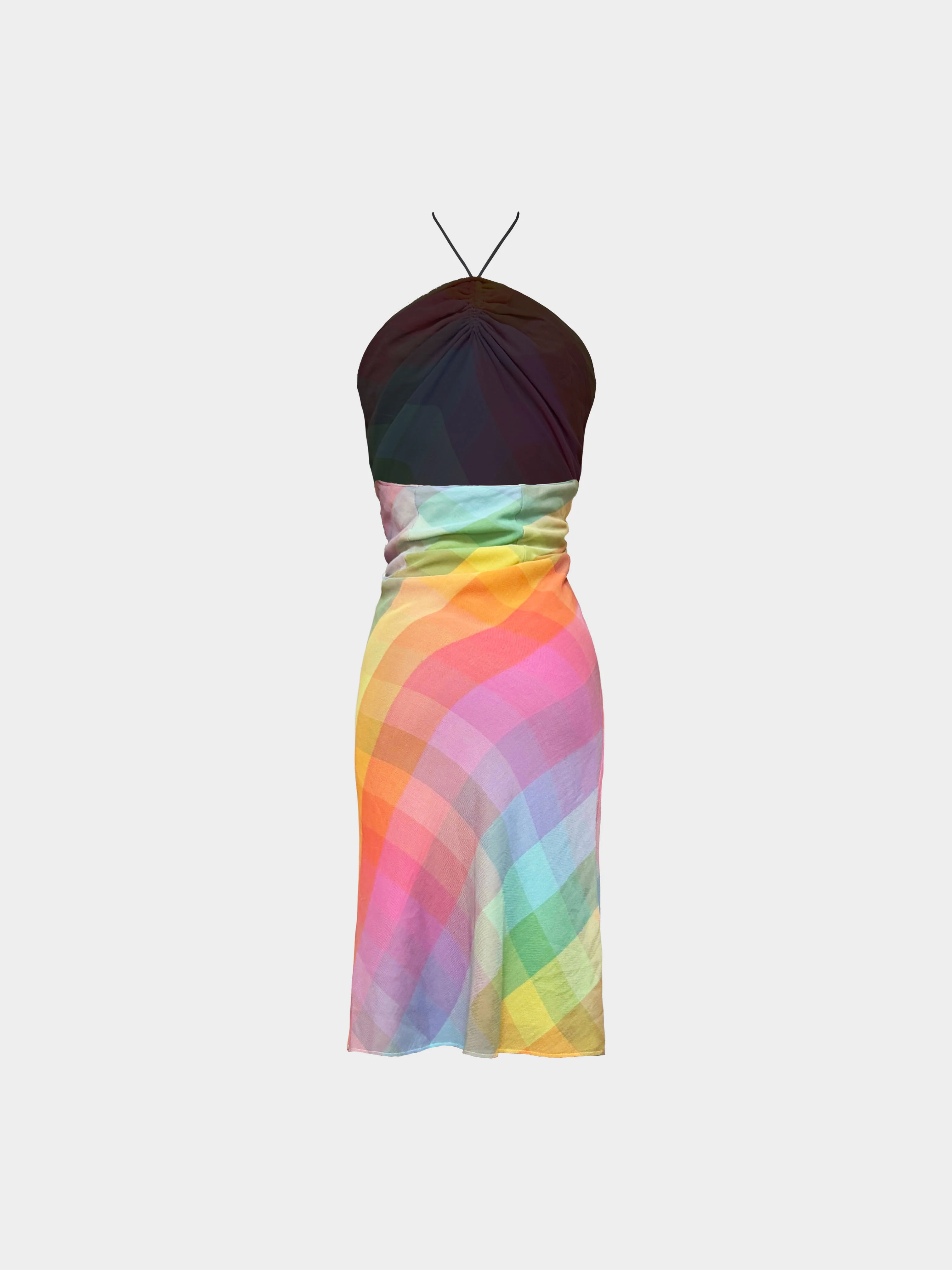 Chloé by Stella McCartney SS 2001 Gradient Rainbow Halter Dress - Image 2