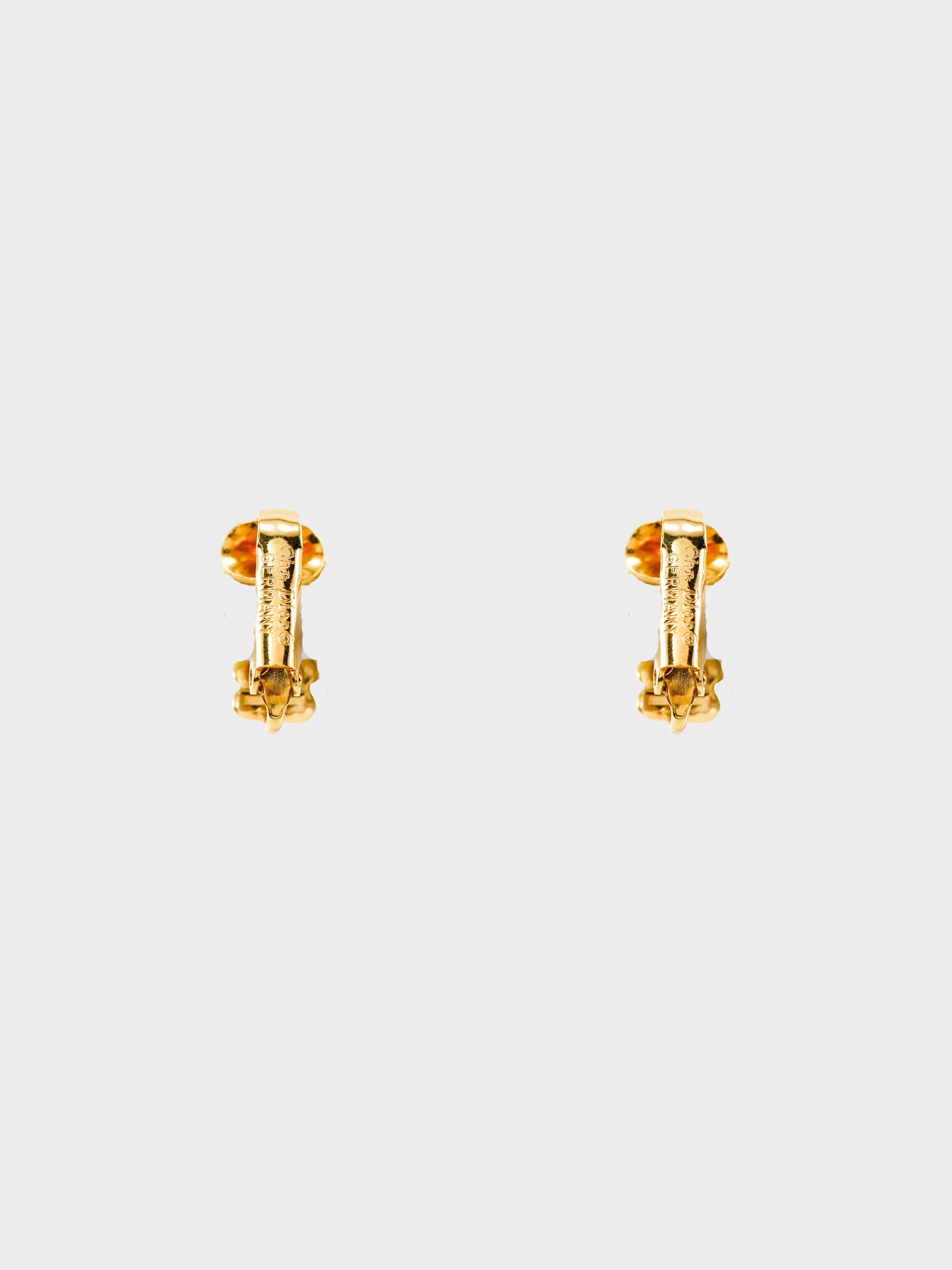 Christian Dior 1960s Gold Rhinestone Clip On Earrings - Image 2
