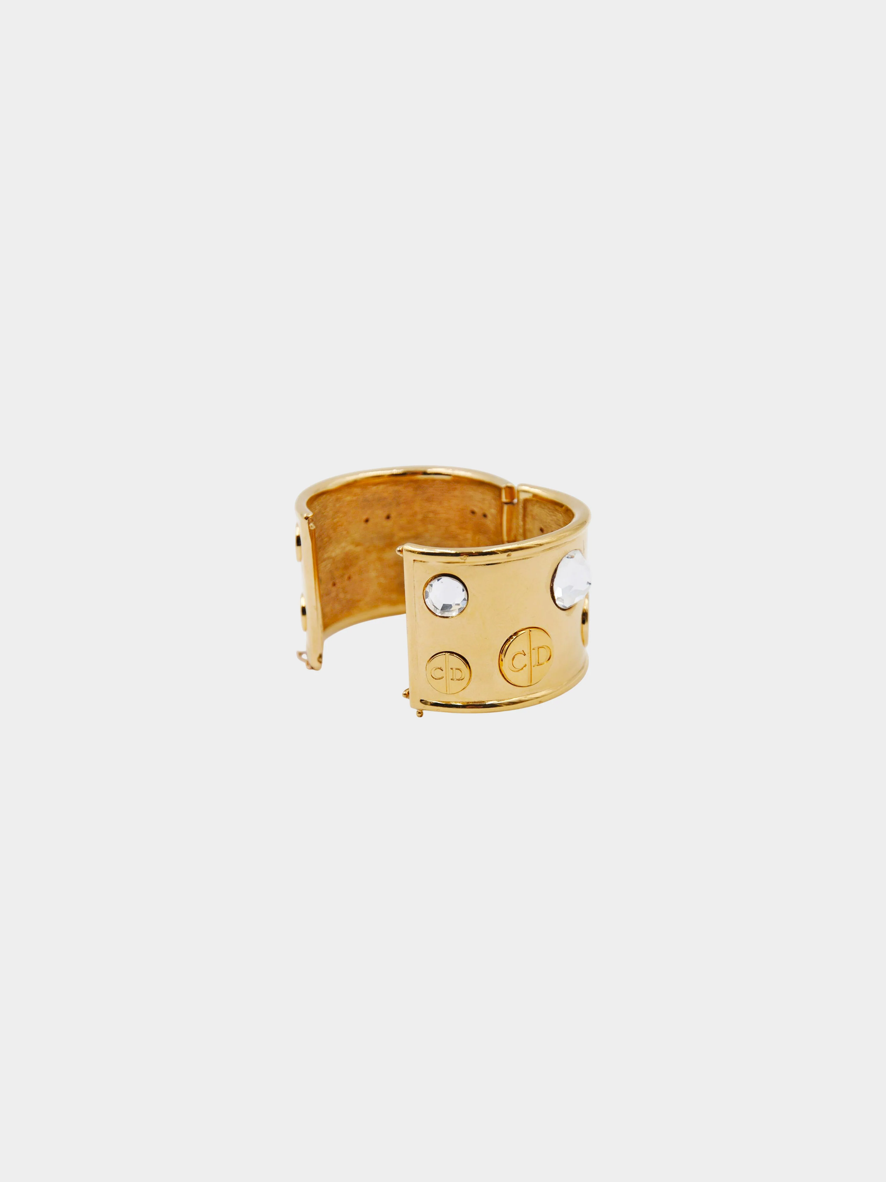 Christian Dior 1970s Gold Circle CD Logo Manschette Chunky Wide Bangle Cuff Bracelet - Image 2