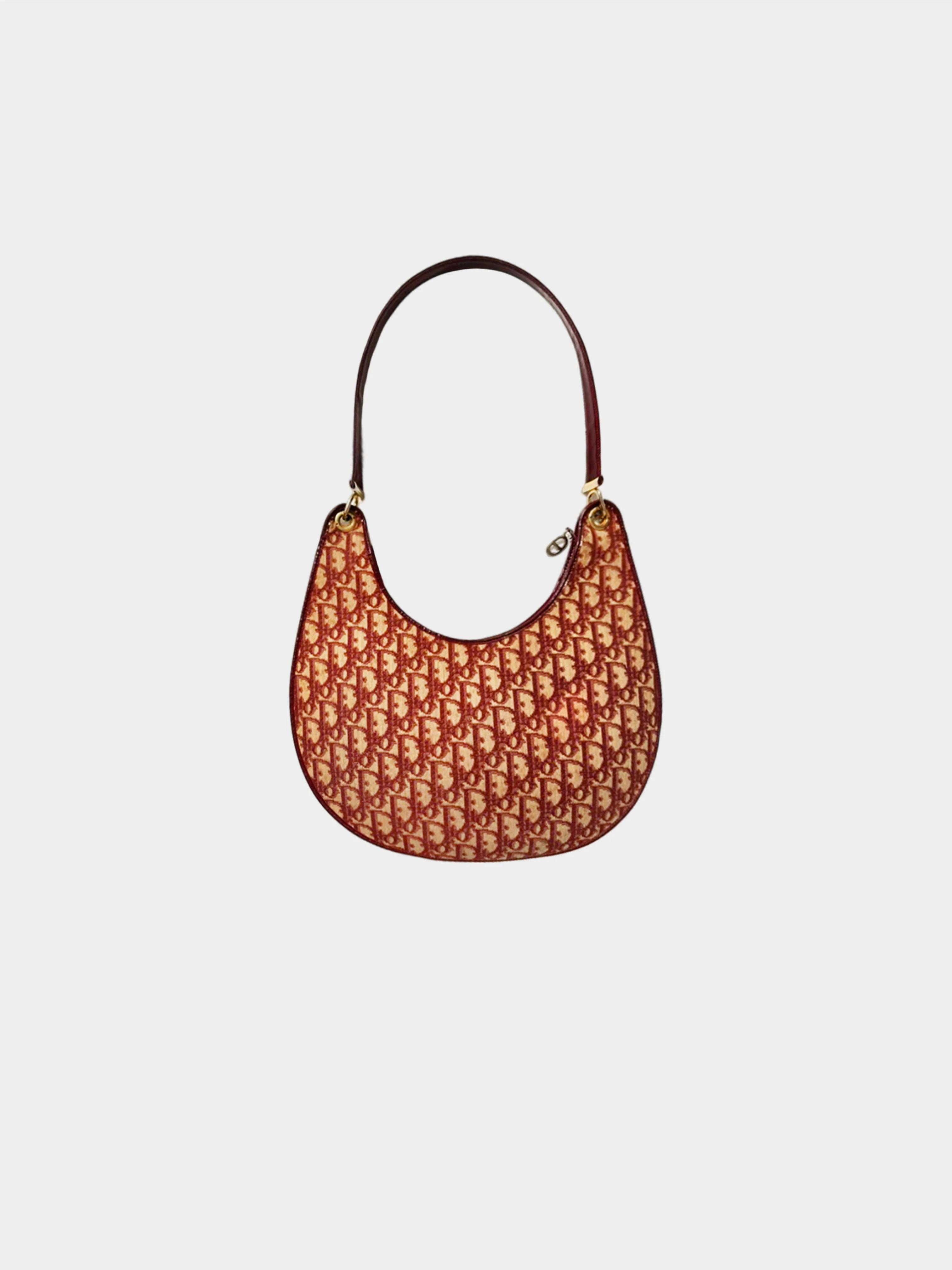 Christian Dior 1970s Rare Red Trotter Canvas Half Moon Shoulder Bag - Image 2