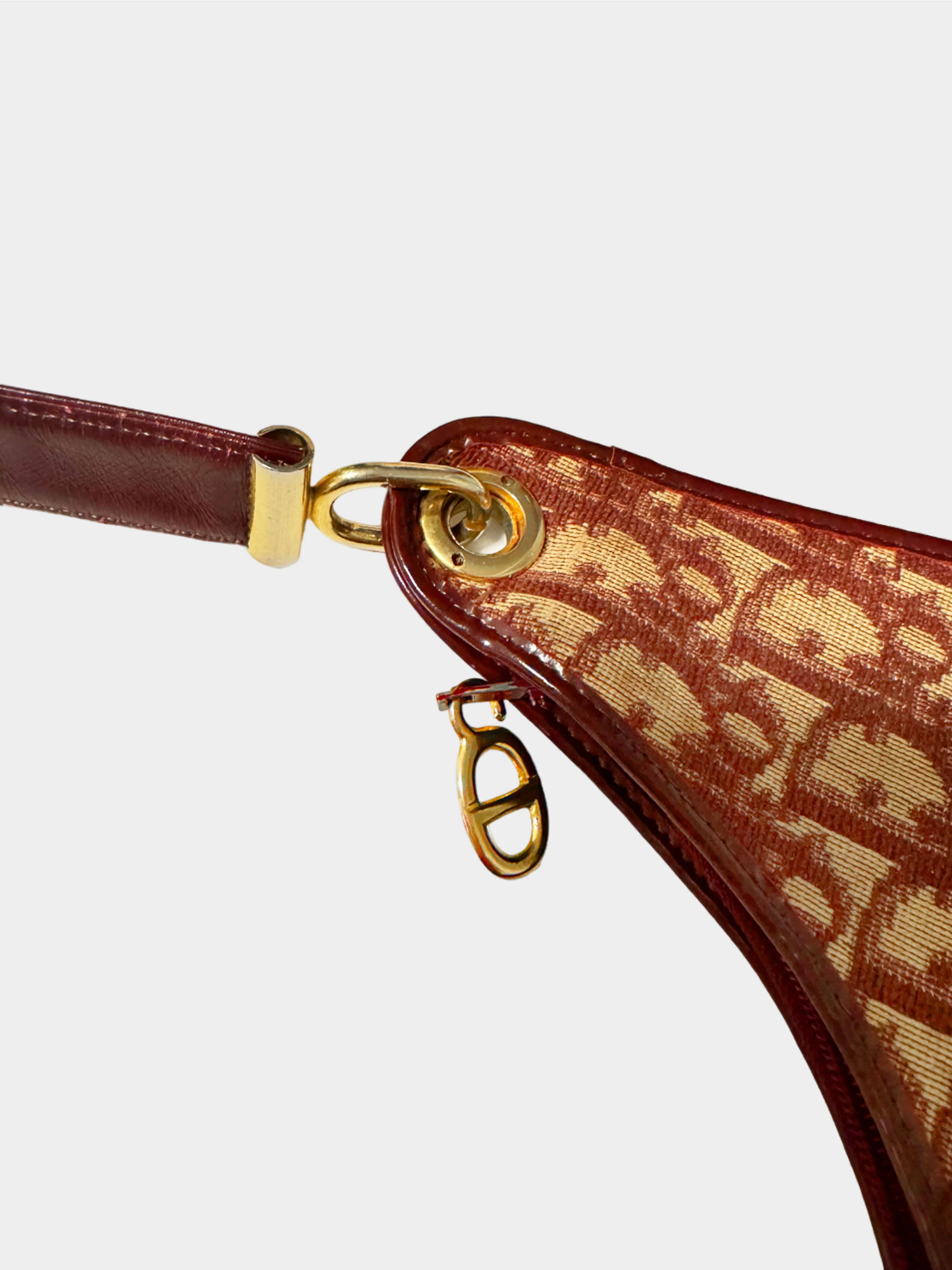 Christian Dior 1970s Rare Red Trotter Canvas Half Moon Shoulder Bag - Image 3