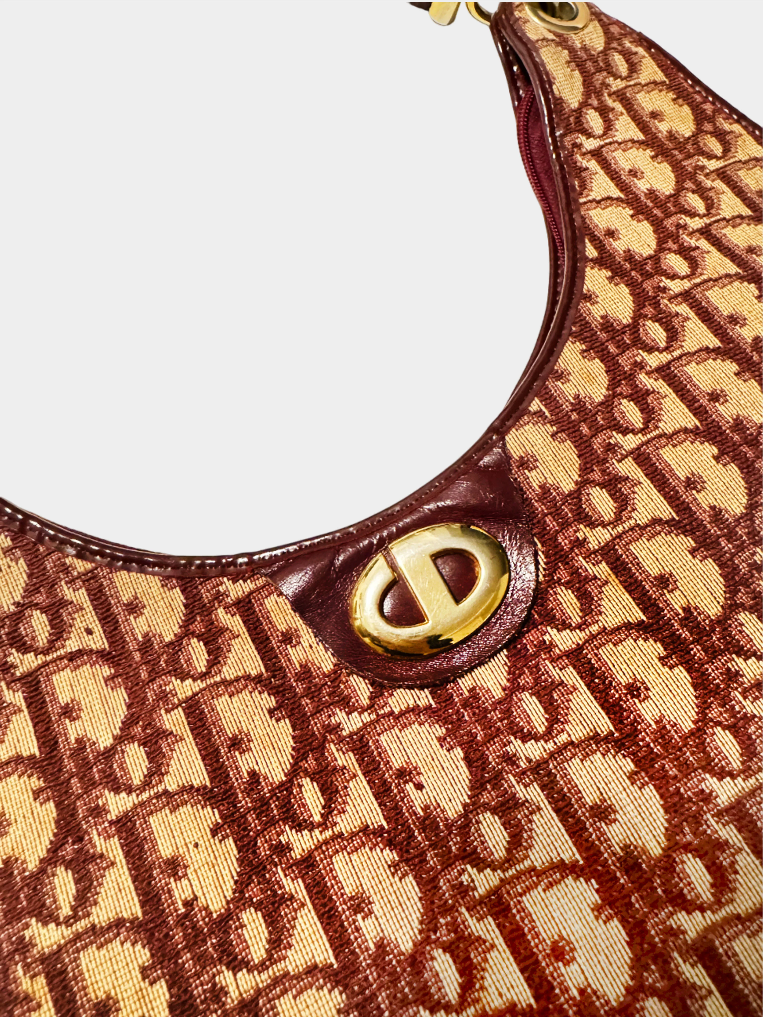 Christian Dior 1970s Rare Red Trotter Canvas Half Moon Shoulder Bag - Image 4
