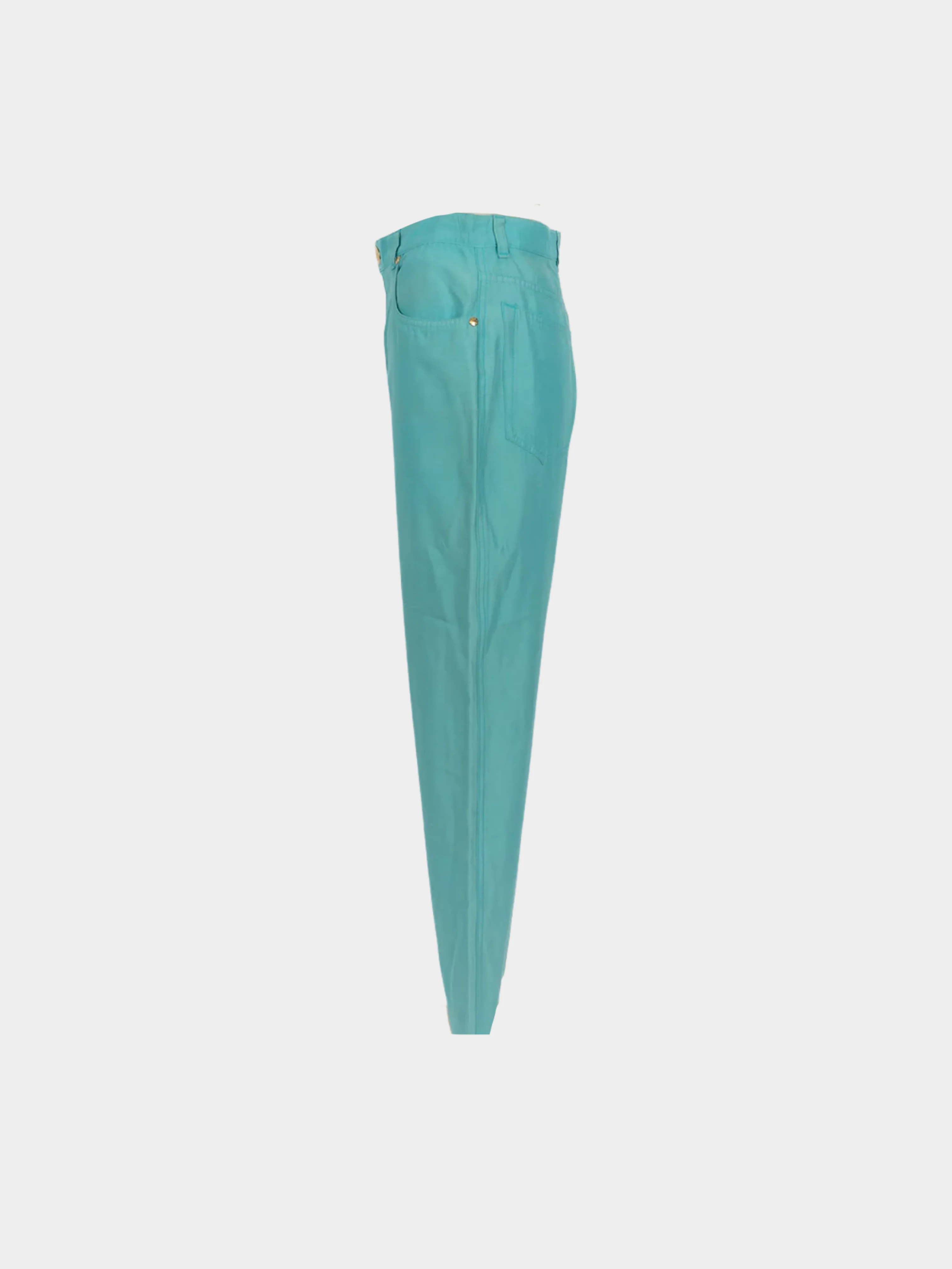 Christian Dior 1980s Blue Wild Silk Trousers - Image 3