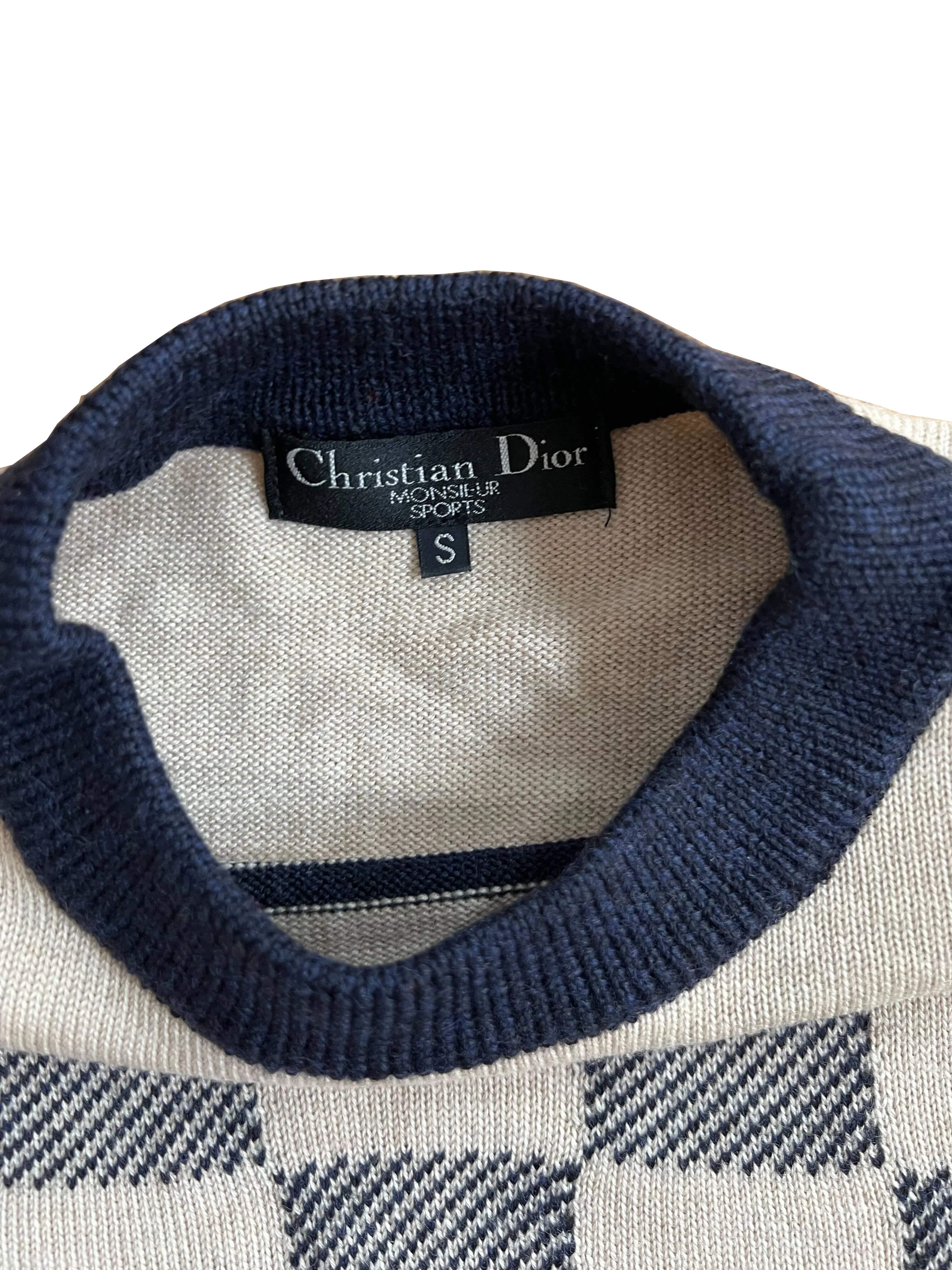 Christian Dior 1980s CD Sports Checkered Sleeves Sweater - Image 3