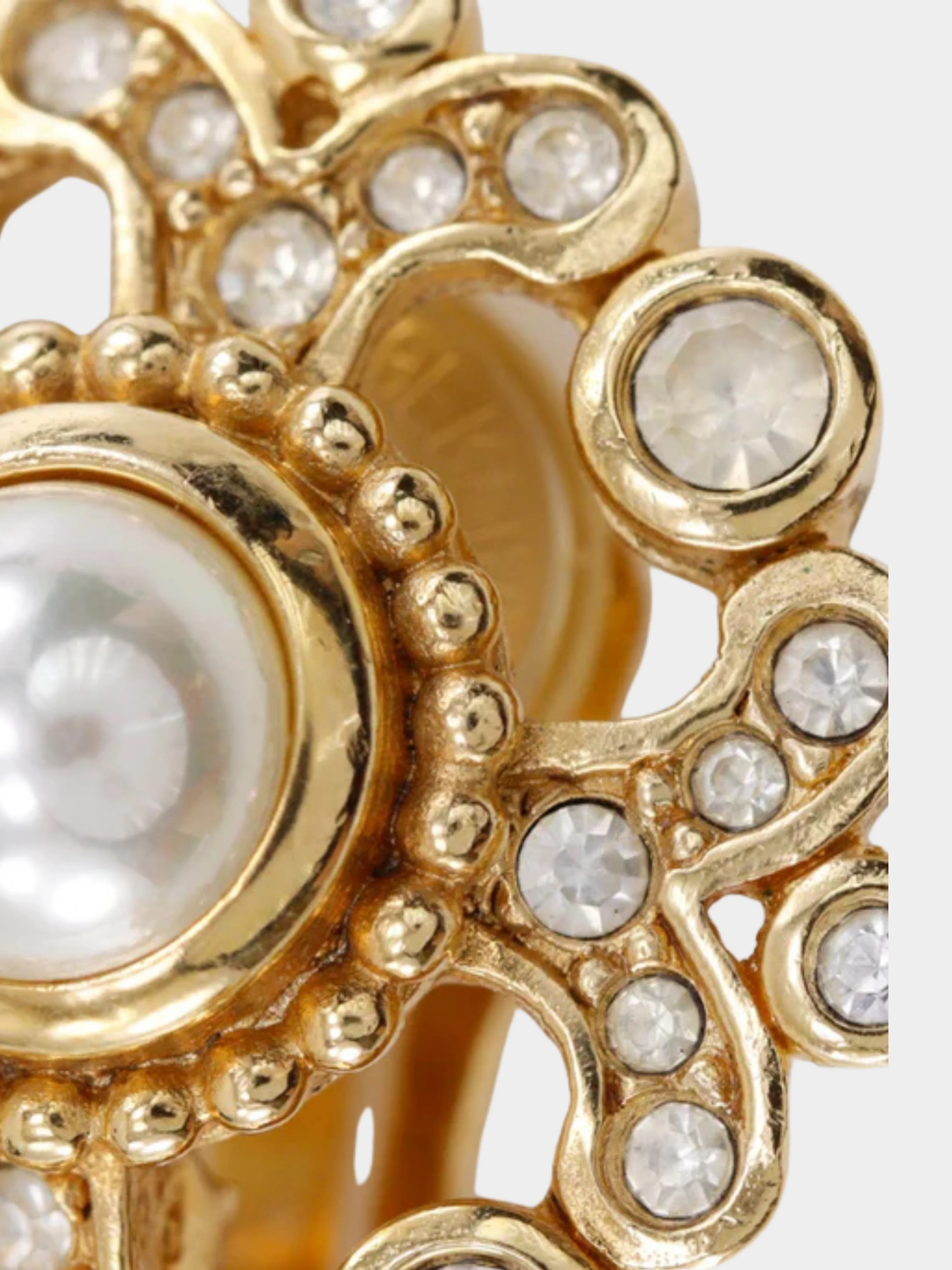 Christian Dior 1980s Gold Faux Pearl Rhinestone Earrings - Image 5