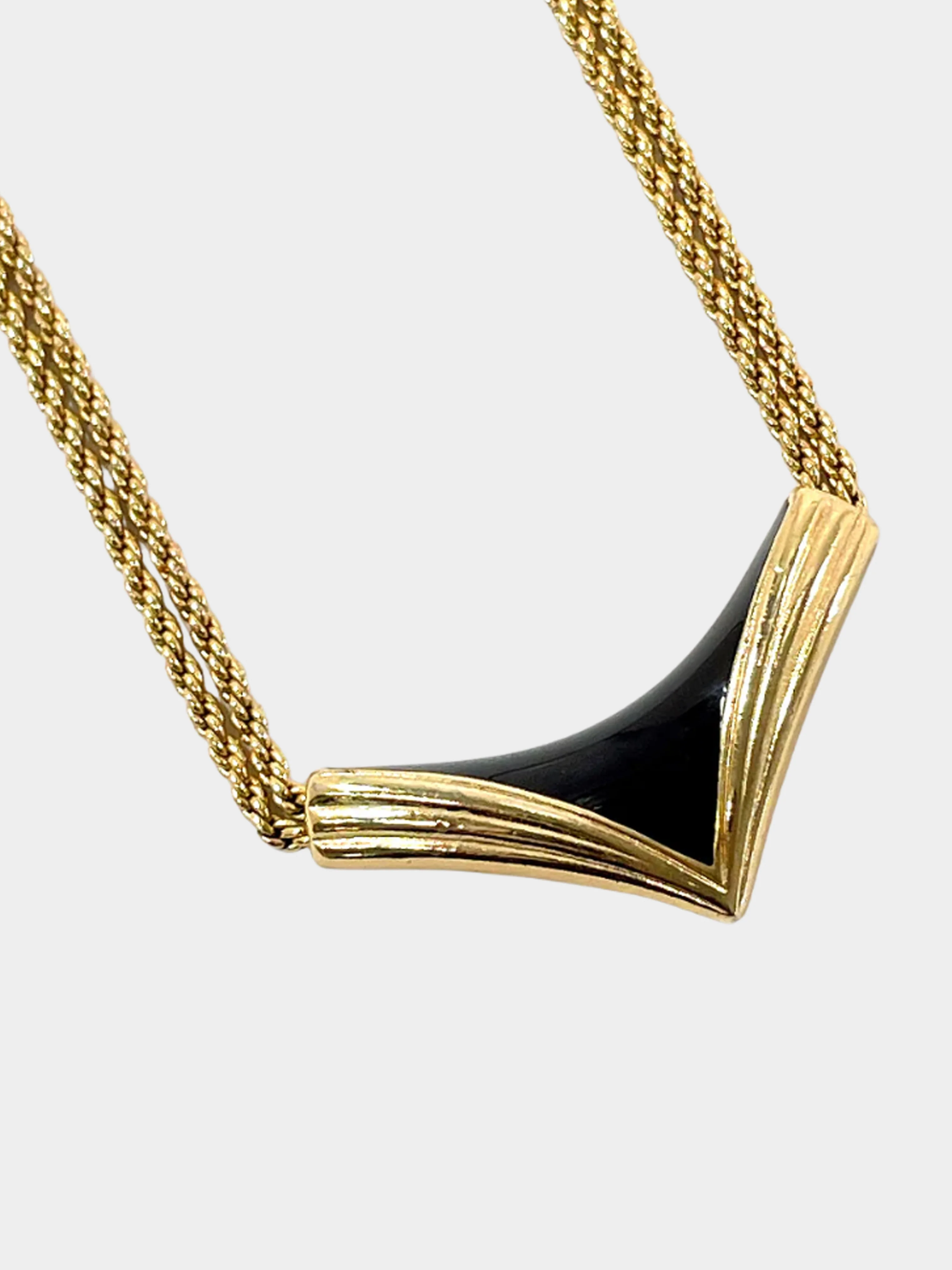 Christian Dior 1980s Gold with Black Resin Necklace - Image 2