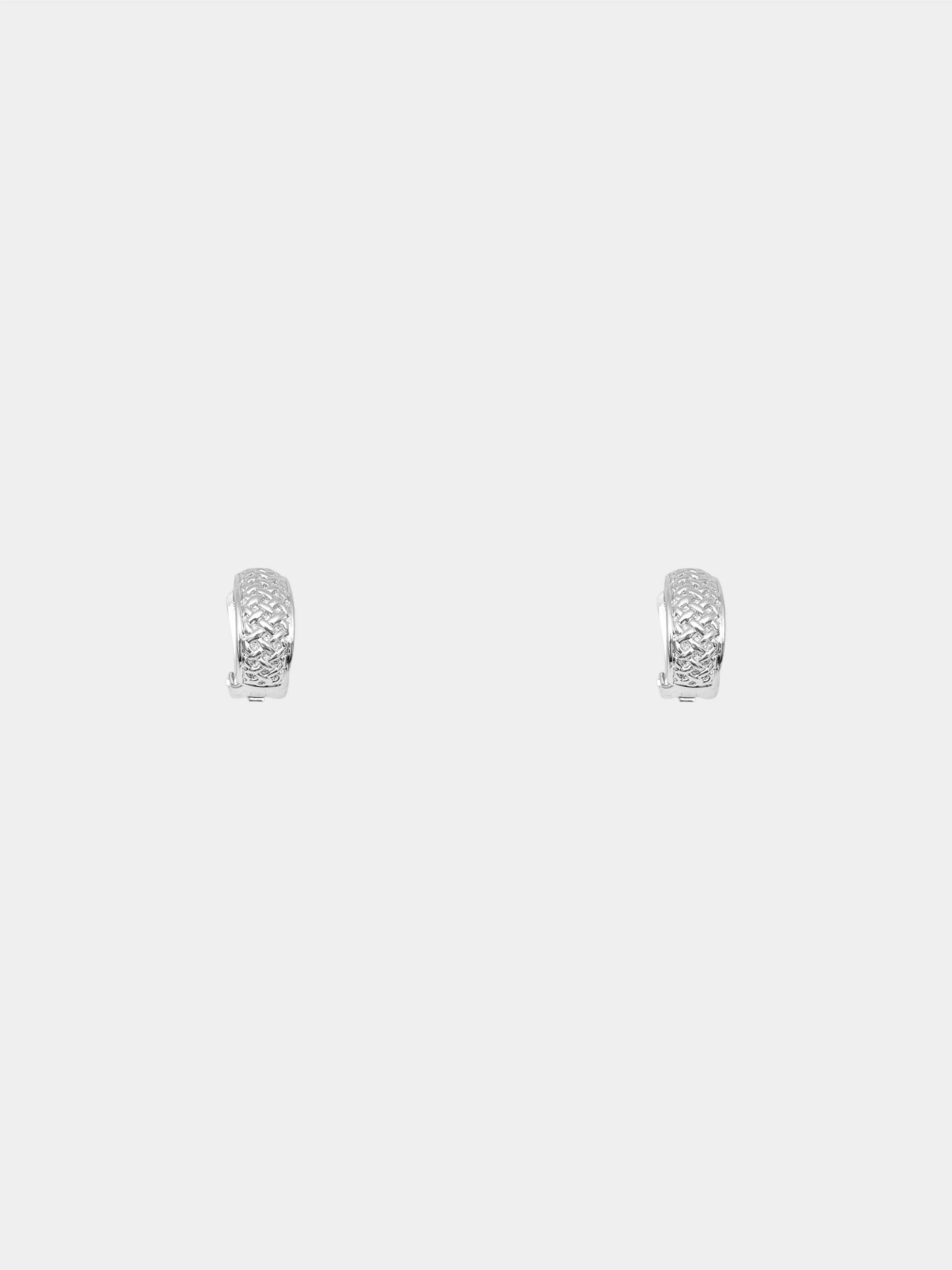 Christian Dior 1980s Silver Woven Pattern Clip-On Earrings