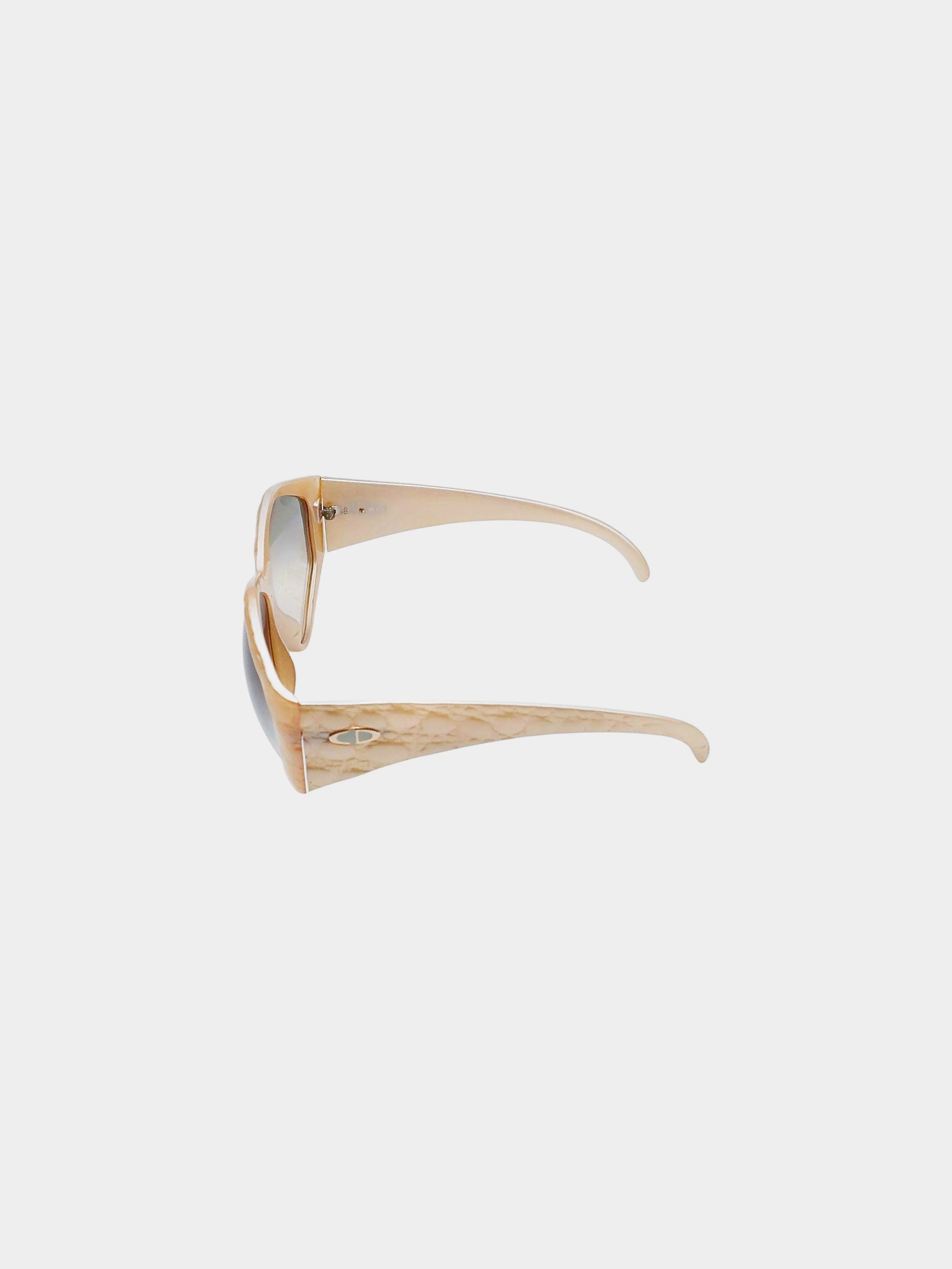 Christian Dior 1990s Beige Exotic Geometric Sunglasses - Image 2