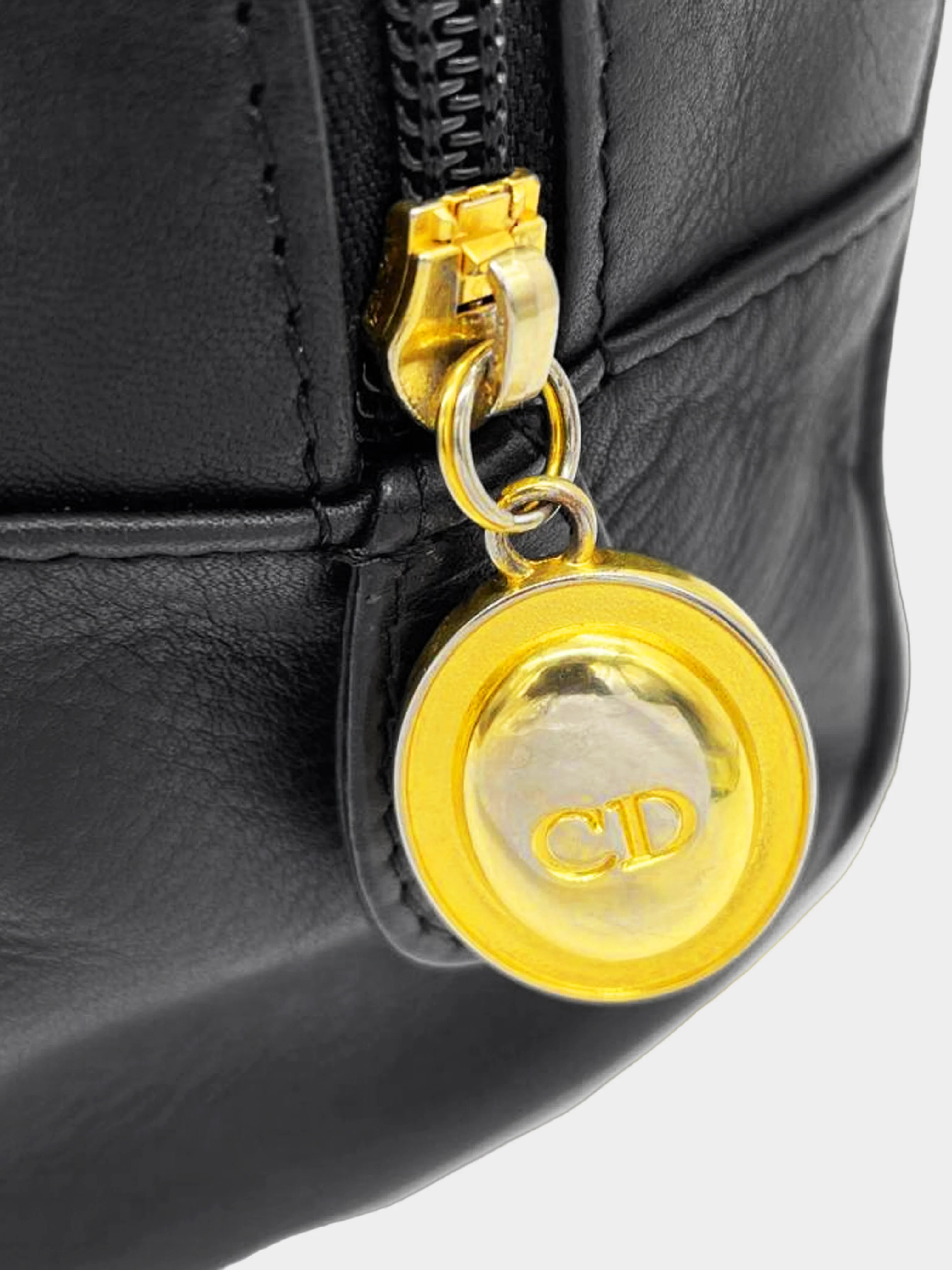 Christian Dior 1990s Black Leather CD Handbag - Image 3