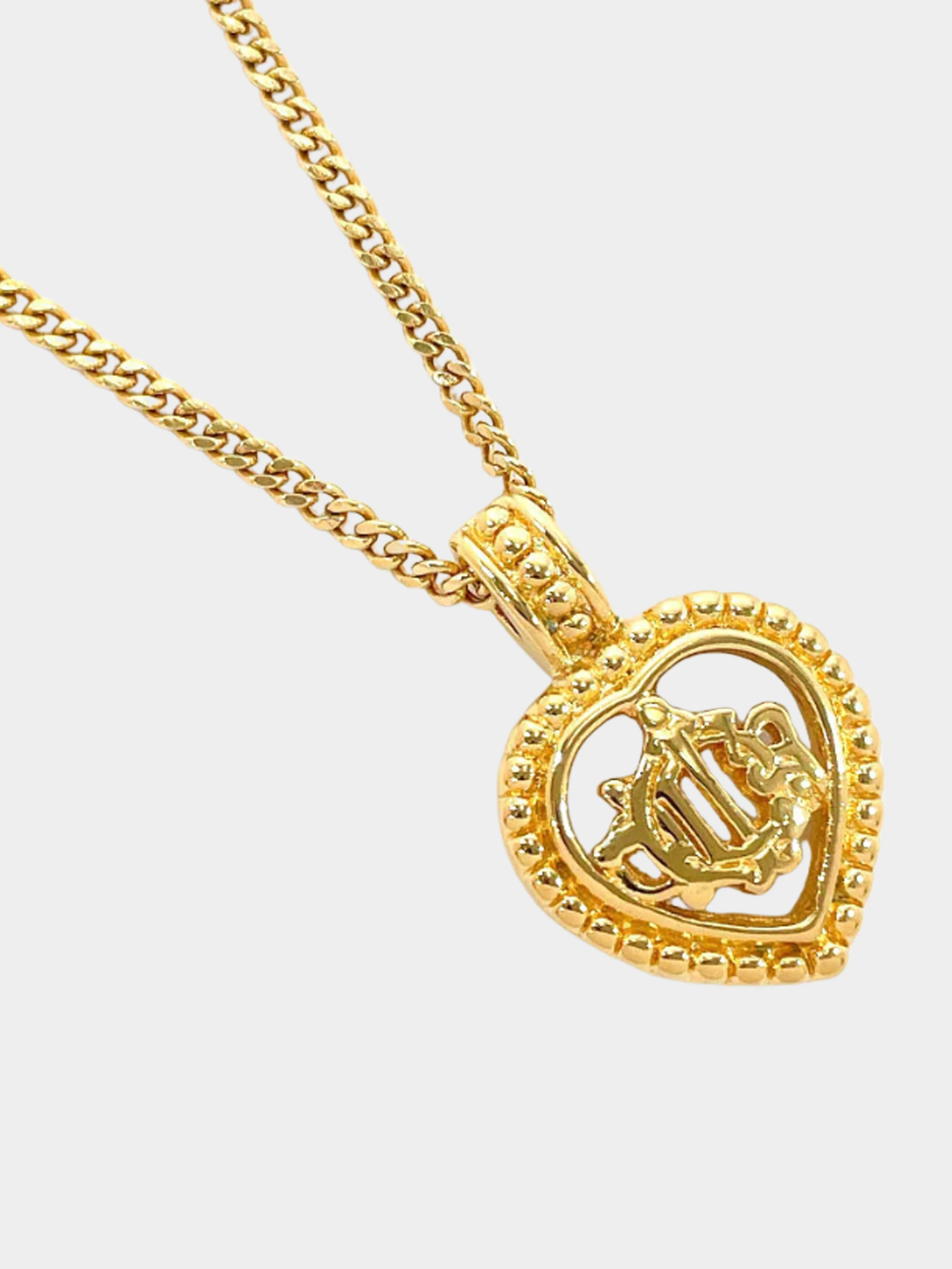 Christian Dior 1990s Gold Heart Pendant Necklace - Image 2
