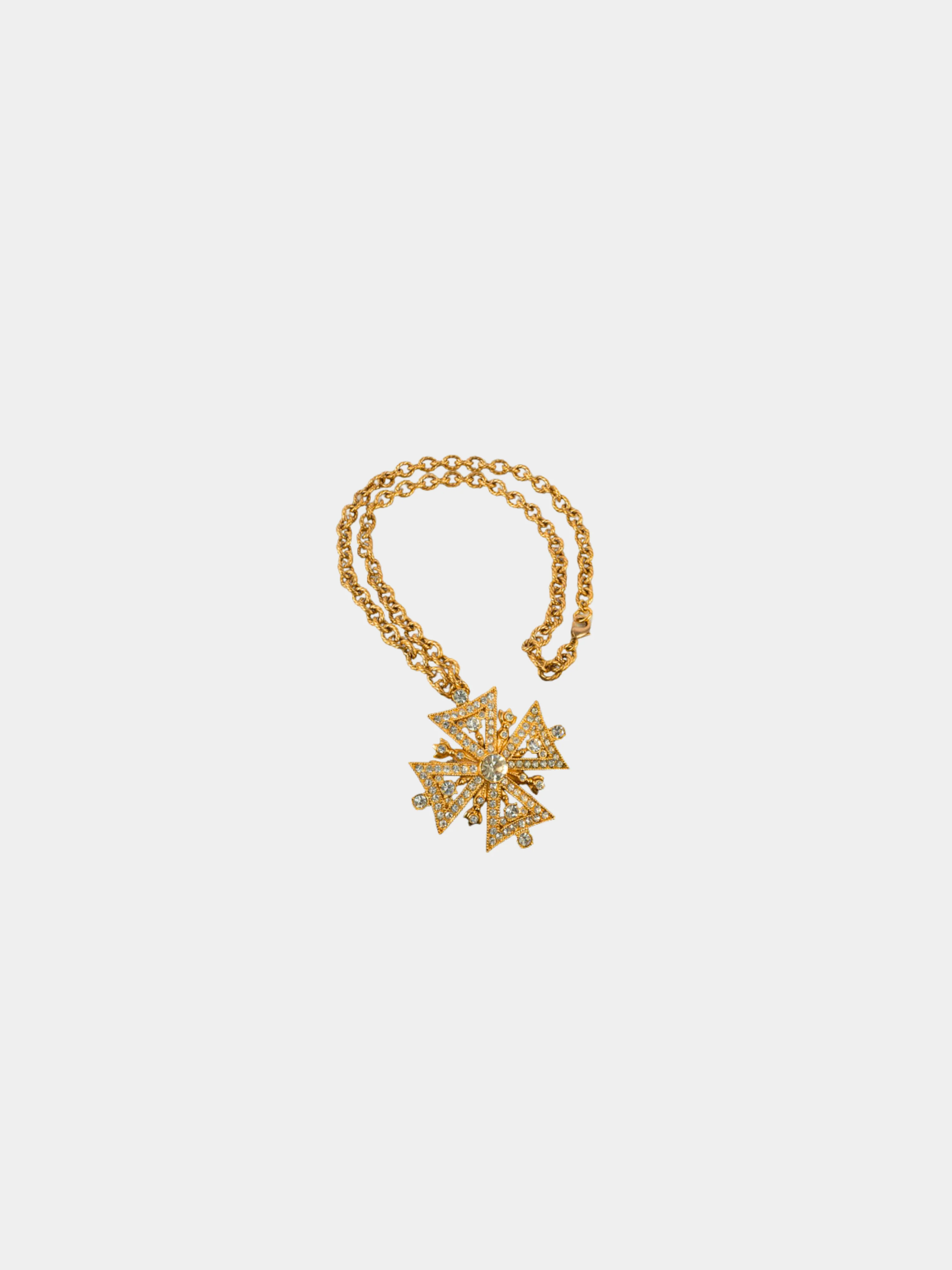 Christian Dior 1990s Gold Maltese Cross Necklace - Image 2