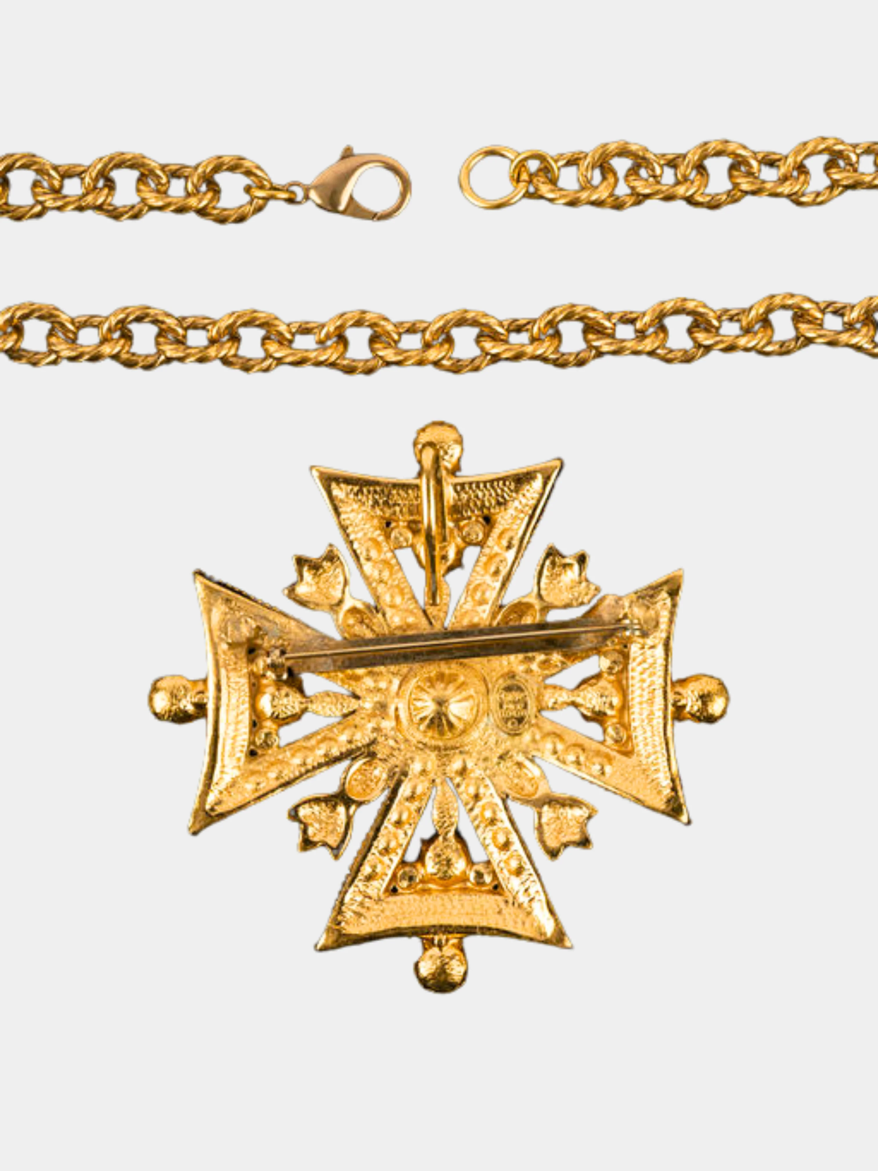 Christian Dior 1990s Gold Maltese Cross Necklace - Image 3