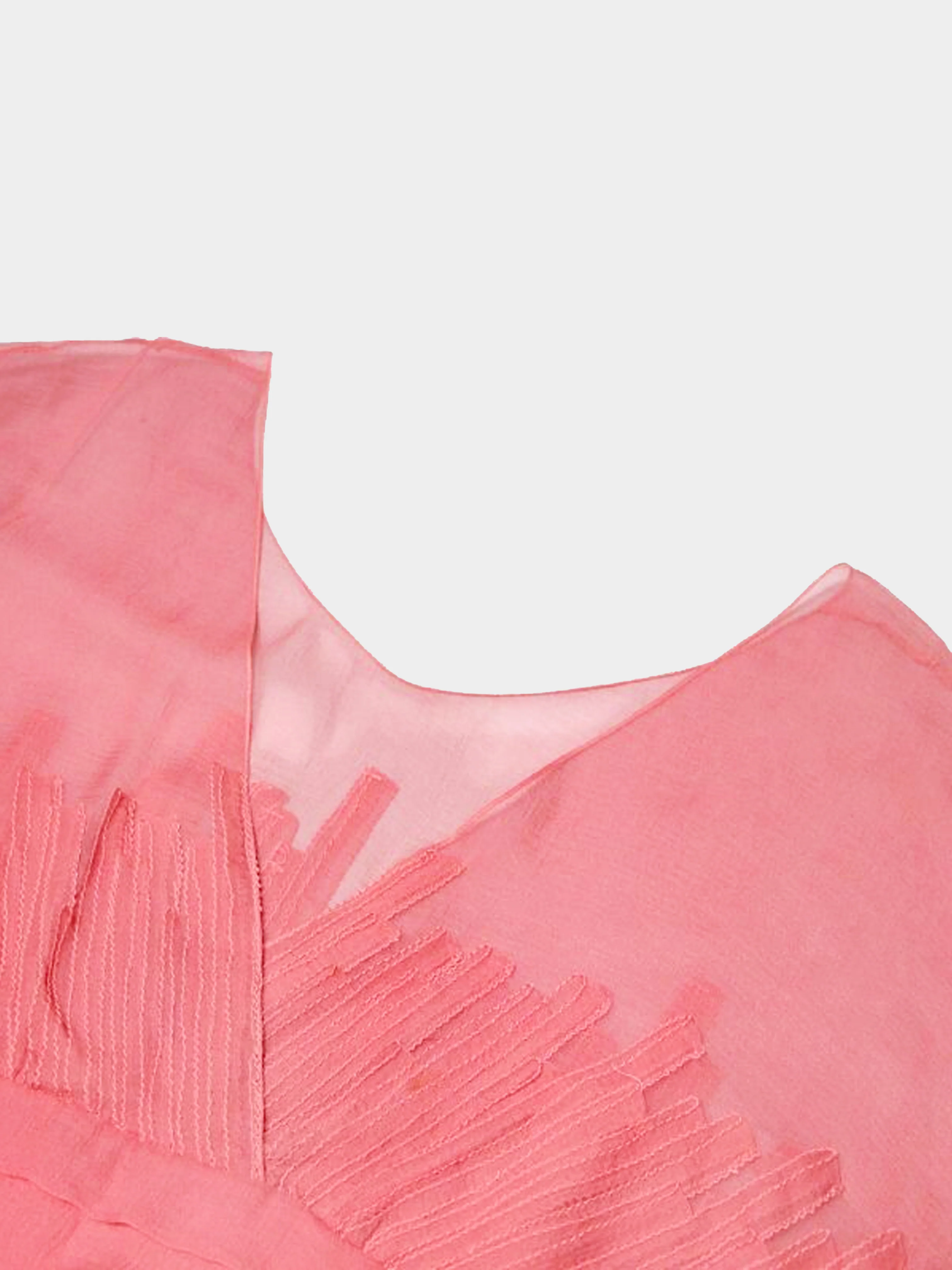 Christian Dior 1990s Pink Chiffon Pleated Sheer Blouse - Image 4