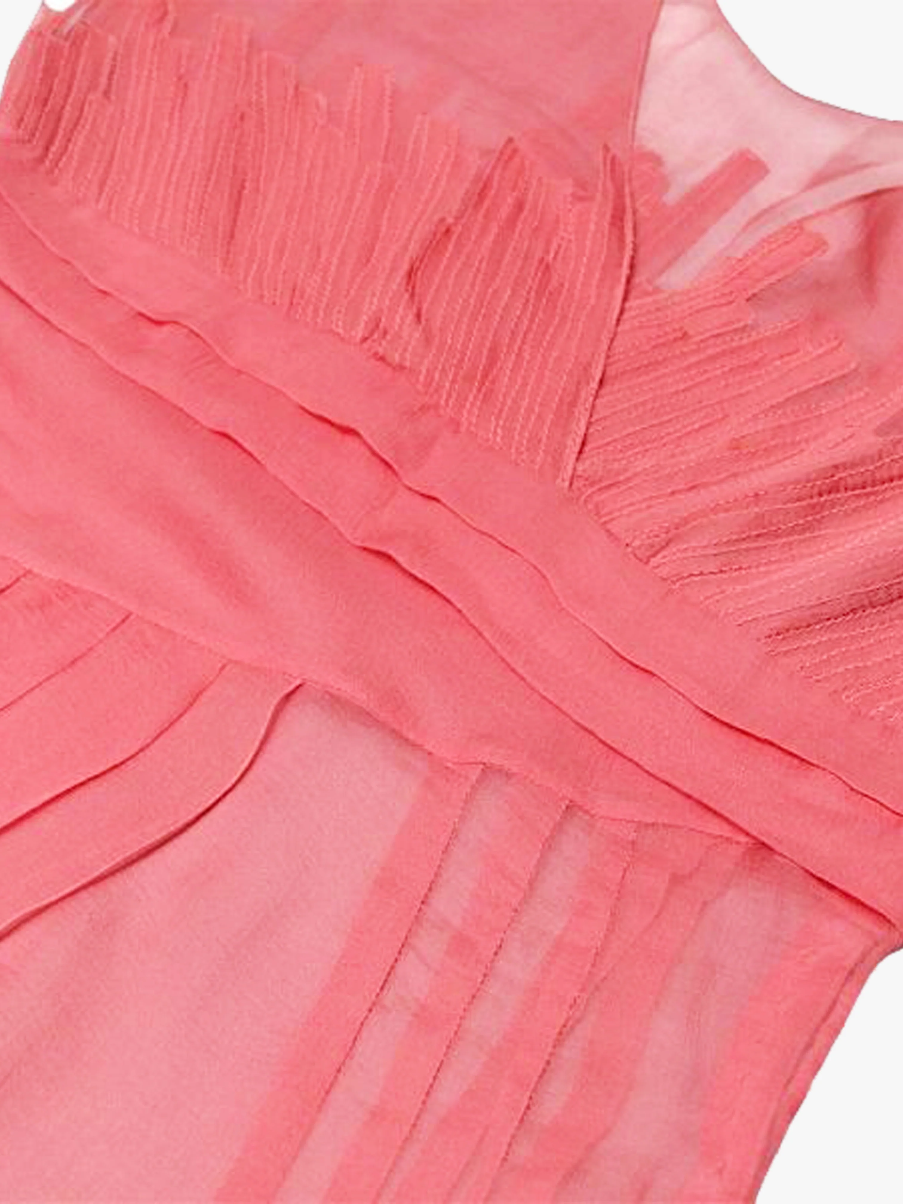 Christian Dior 1990s Pink Chiffon Pleated Sheer Blouse - Image 5